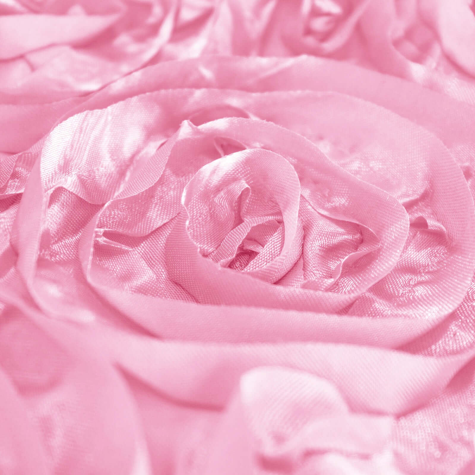 Hot Sale! Pink Satin 90x132 Rectangle Tablecloth with 3D Rosette Design