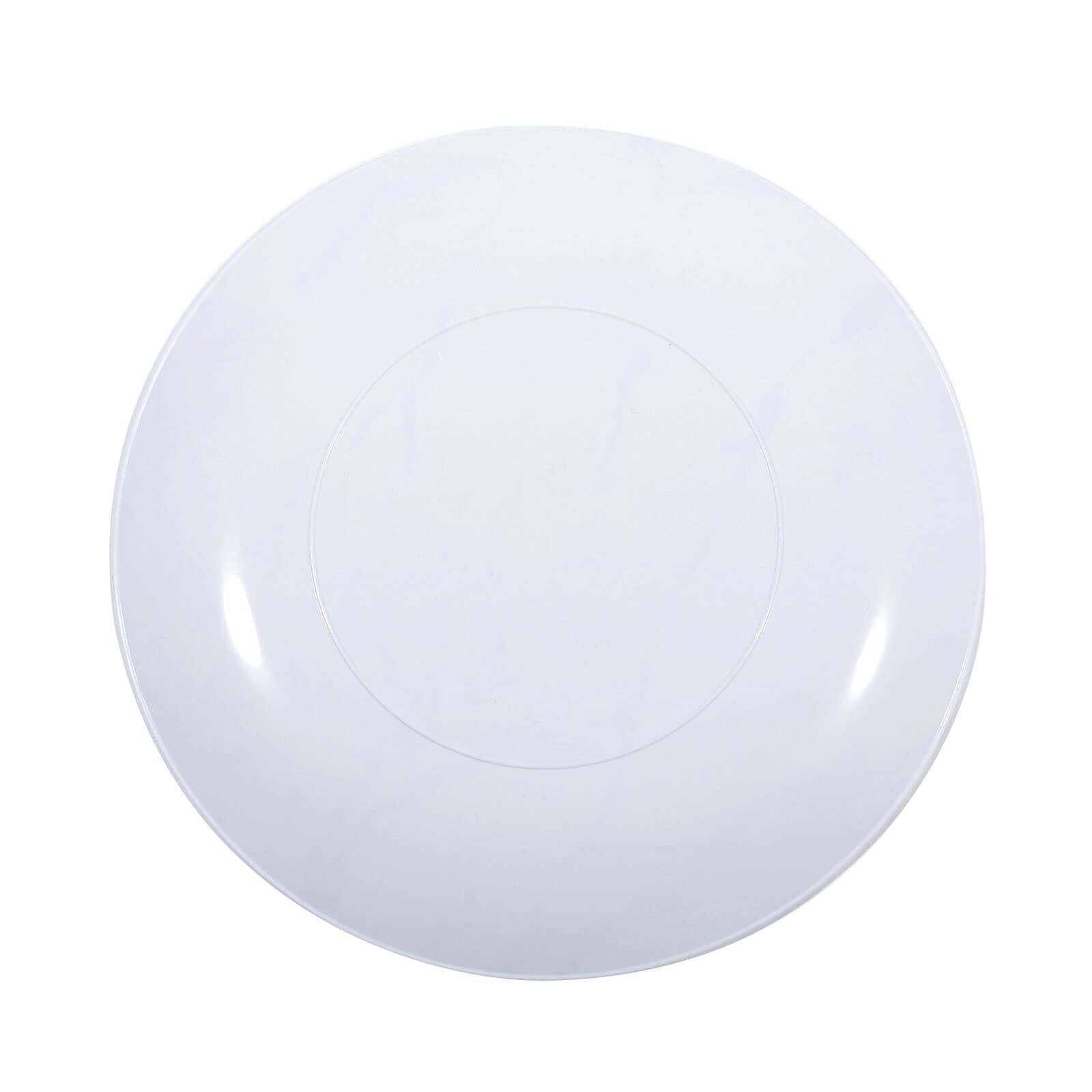 10-Piece Set of White Plastic Round Dinner Plates with Gold Marble Print for Elegant Parties