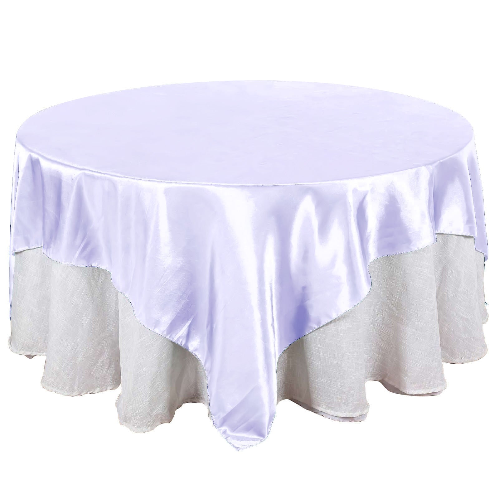 Lavender Lilac Satin 90x90 Square Table Overlay with Smooth Finish