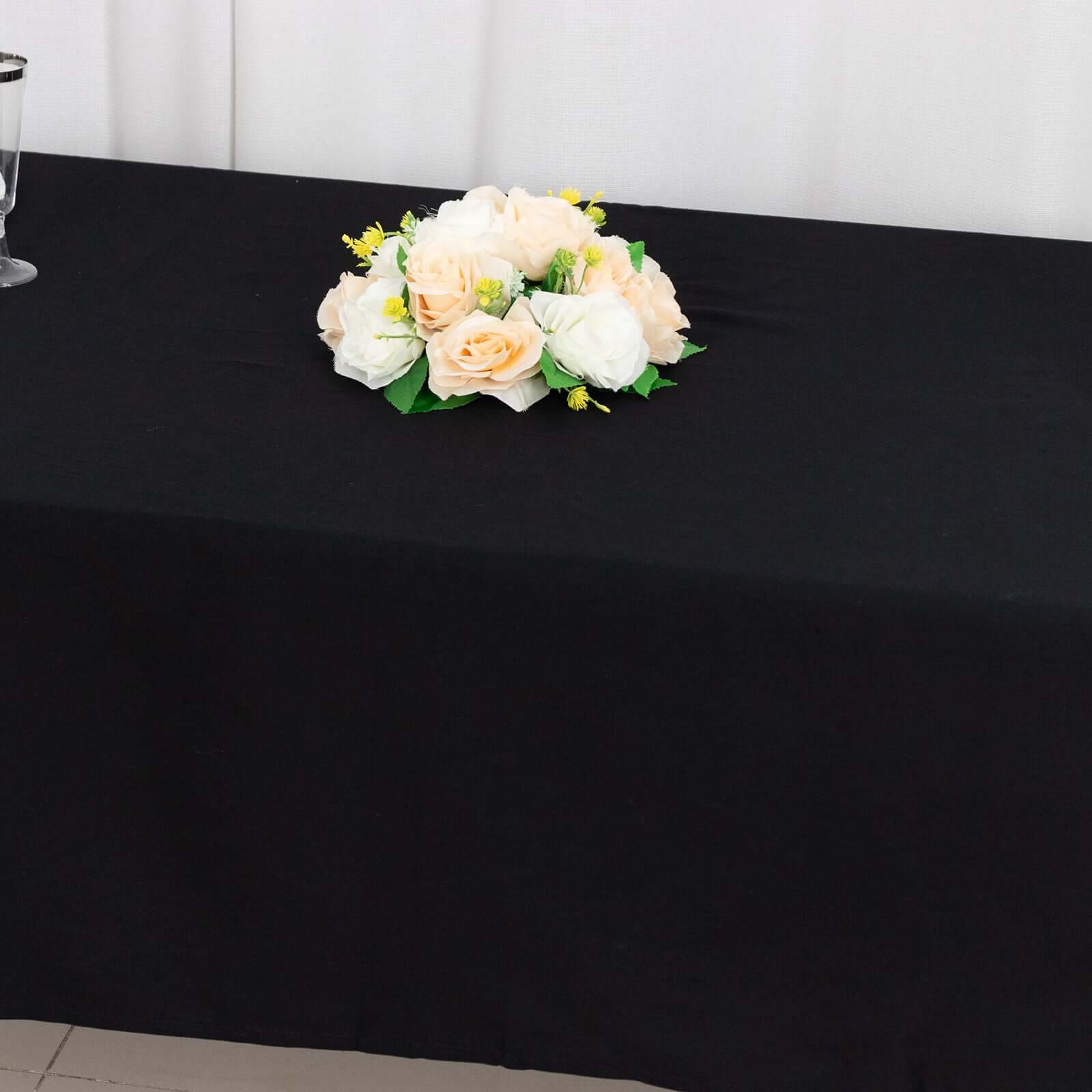 Soft & Breathable 100% Cotton Black Rectangle Tablecloth 60x102 - Ideal for Events