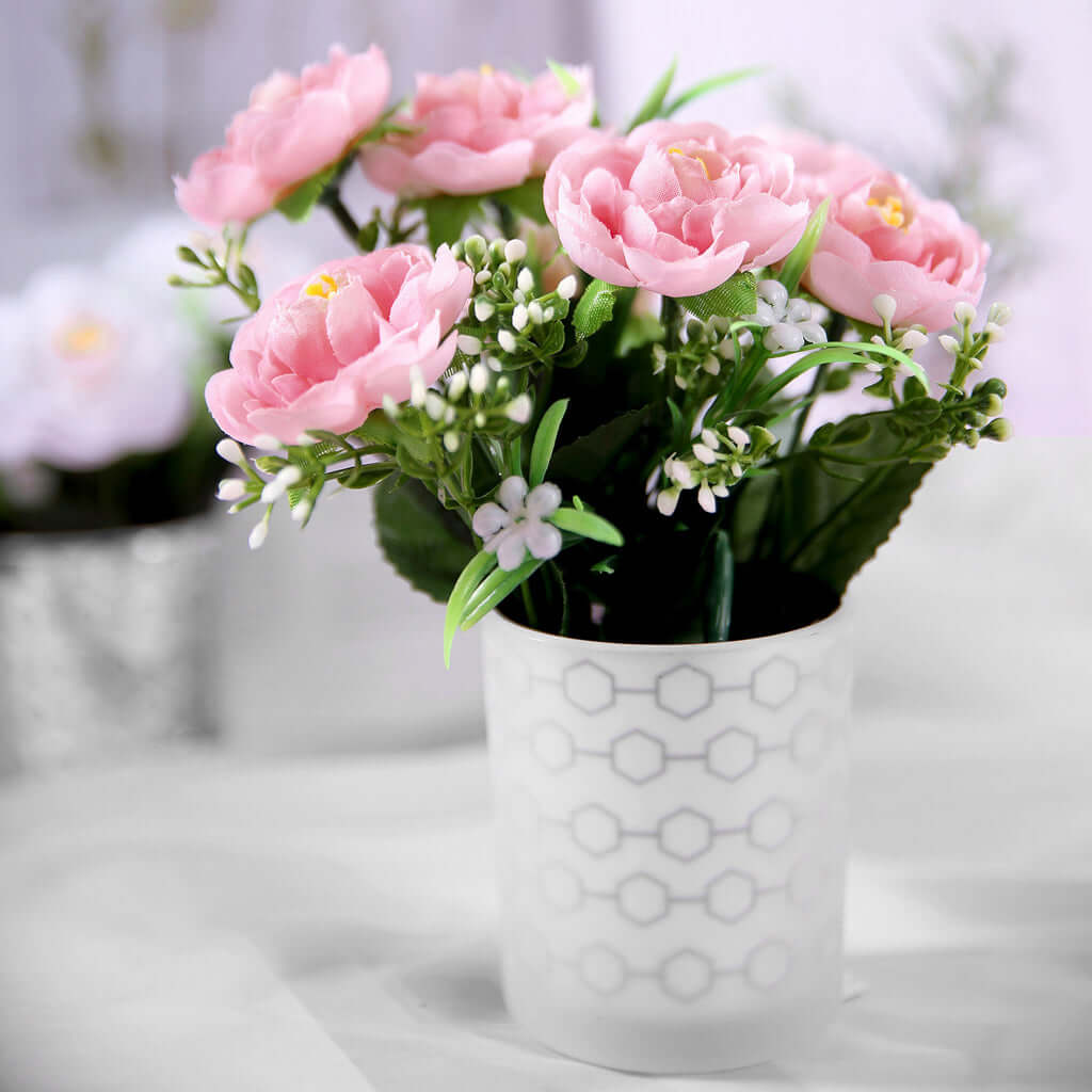 Hot Deal! 4 Pink Artificial Silk Peony Flower Bouquets