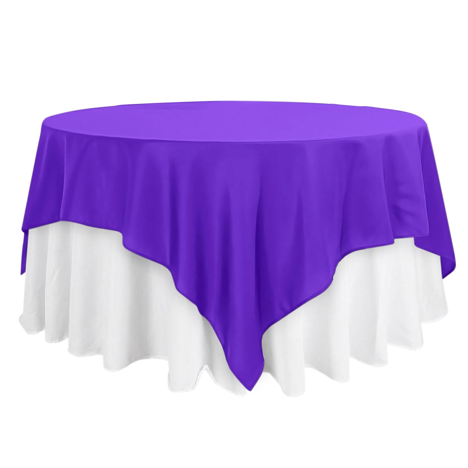 Wrinkle-Resistant & Durable Purple 90x90 Polyester Square Table Overlay