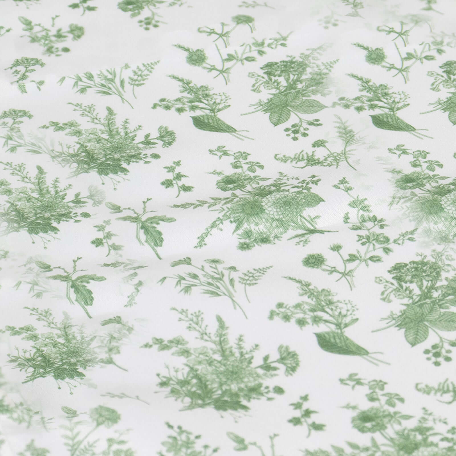 Exclusive 70x70 Polyester Square Tablecloth in Dusty Sage Green French Toile Pattern for Upscale Dining