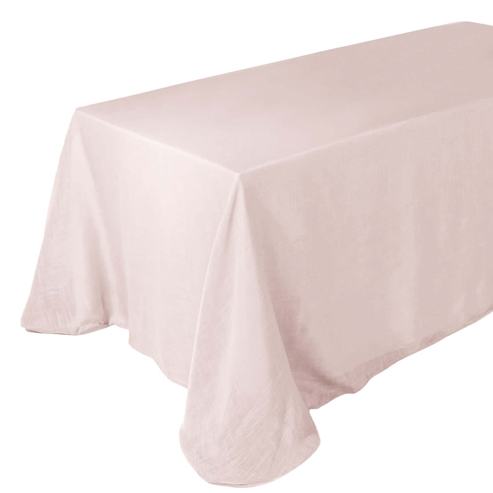Hot Sale! Blush Seamless Faux Linen Rectangular Tablecloth 90x132 - Wrinkle Resistant