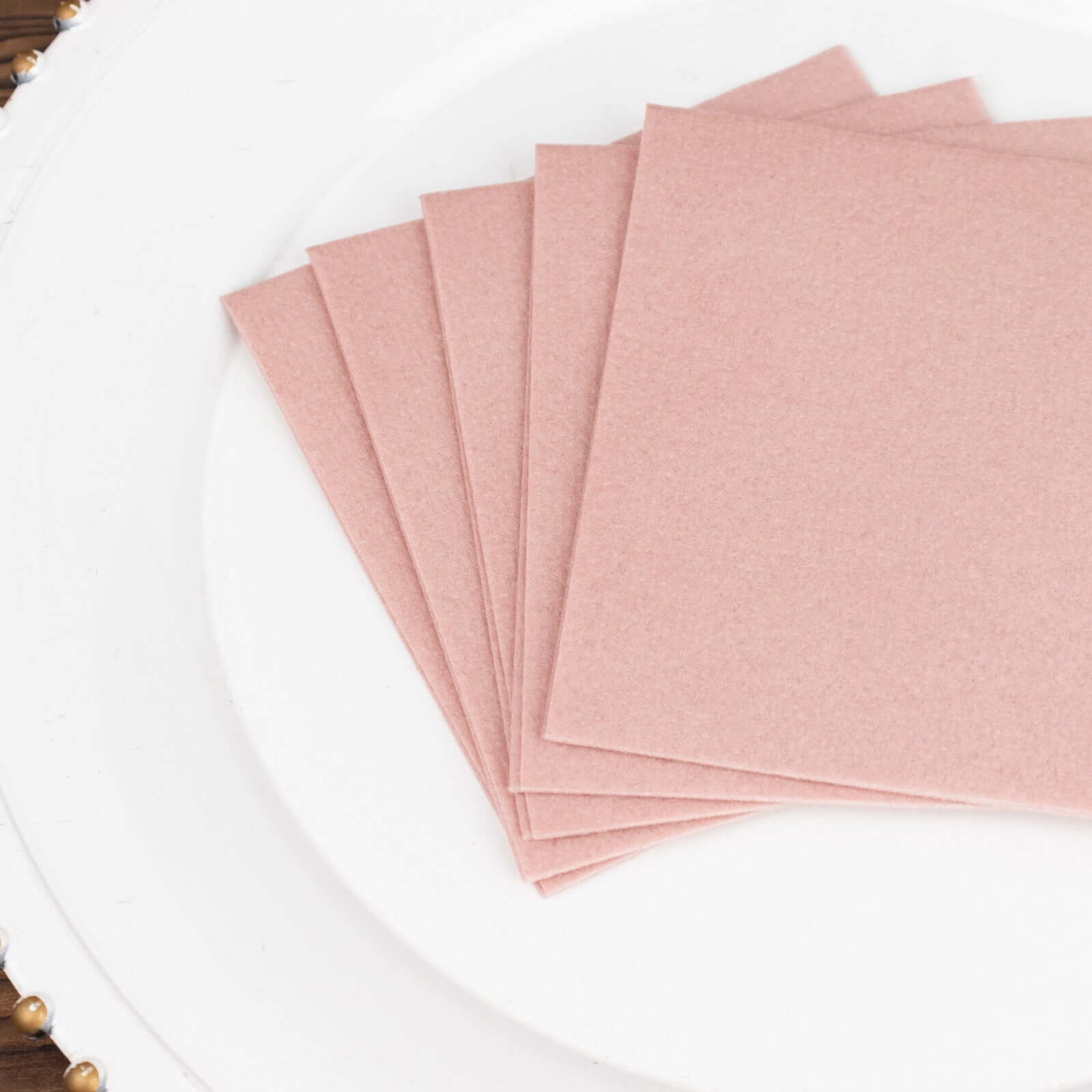 20-Piece Set of Soft Dusty Rose 5x5 Airlaid Napkins - Super Absorbent