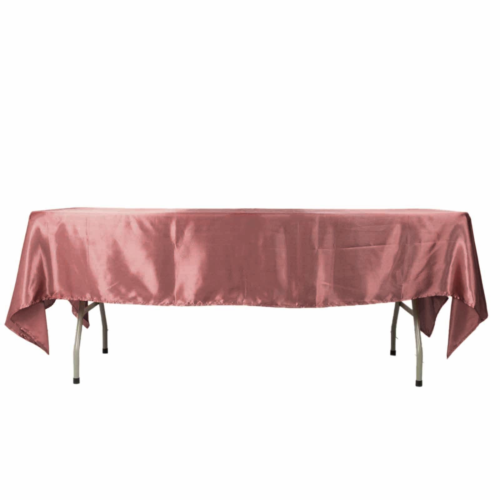 Hot Sale! Smooth and Lustrous Satin Table Cover in Cinnamon Rose, 60x102 Rectangular Tablecloth