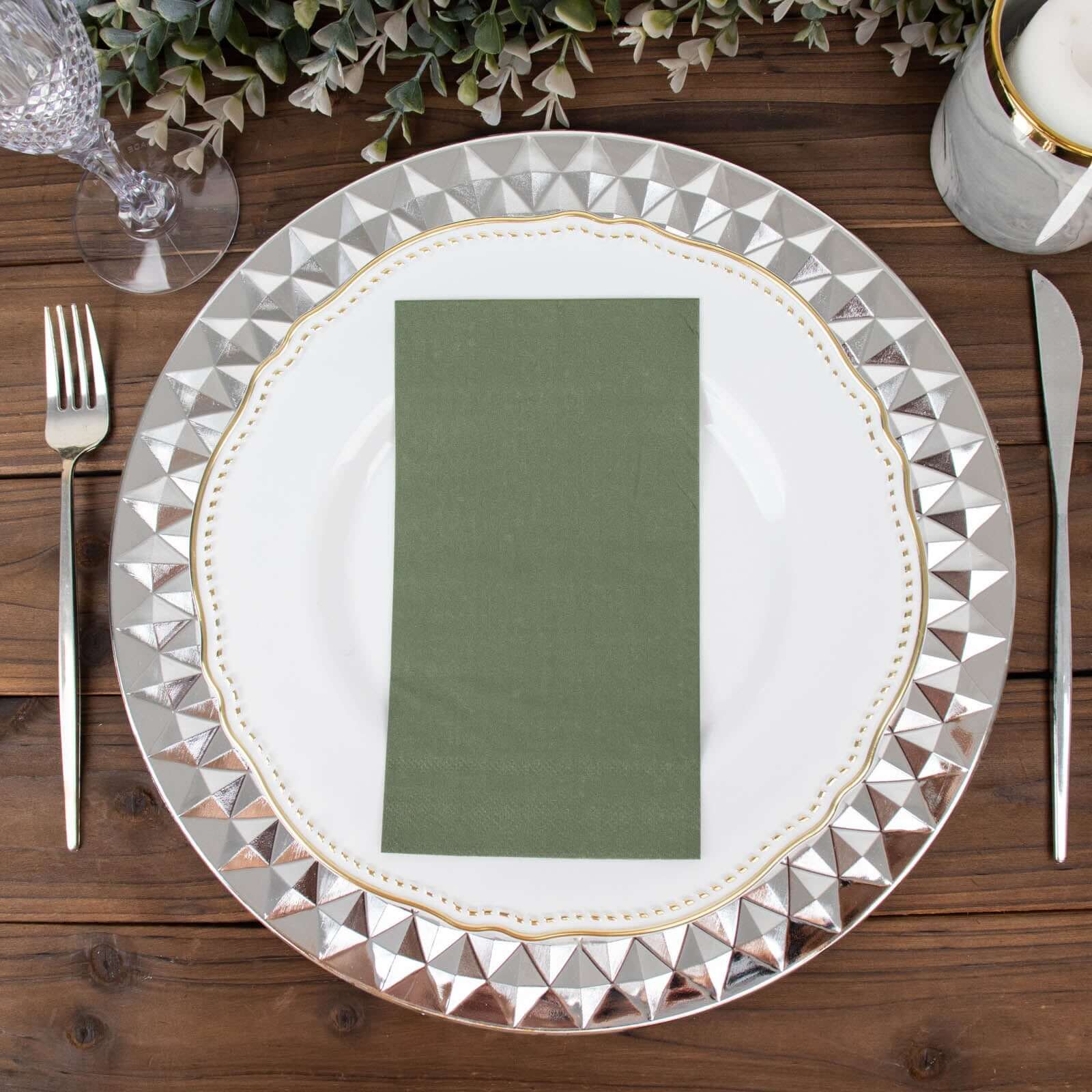 50-Piece Soft Dusty Sage Green Disposable 2-Ply Paper Napkins for Weddings