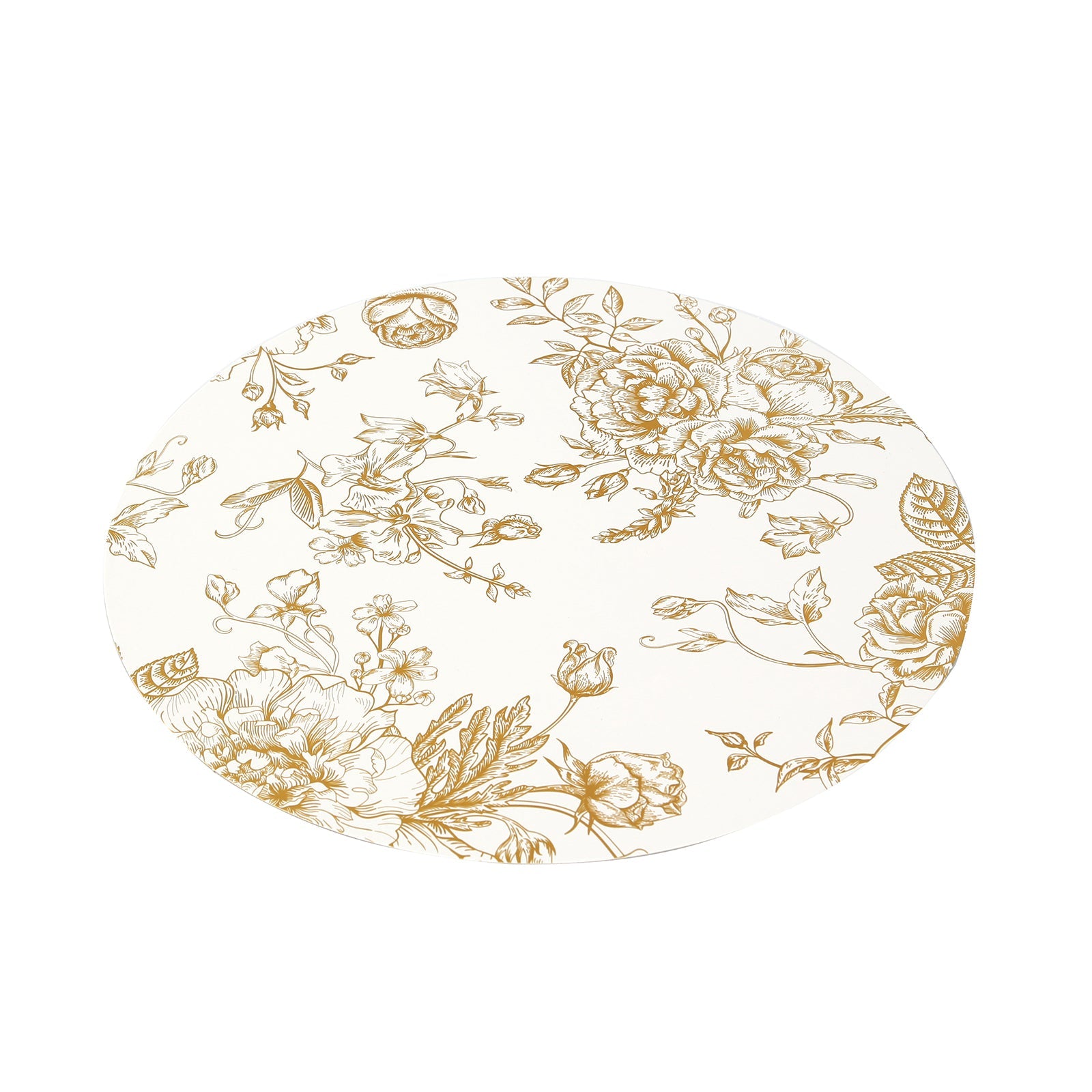 6-Piece Disposable White/Gold French Toile Print Cardboard Placemats, 13-Inch