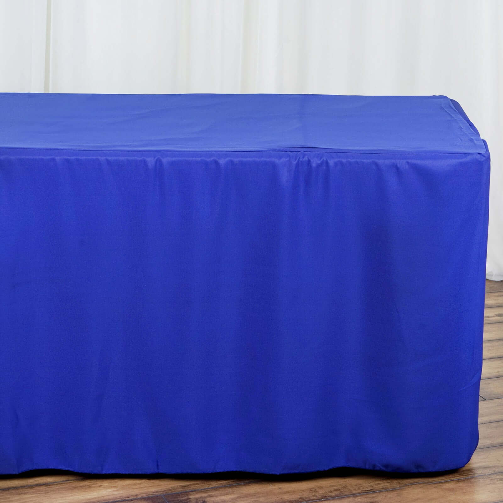 Durable Royal Blue Fitted Polyester Tablecloth for 8FT Rectangle Tables