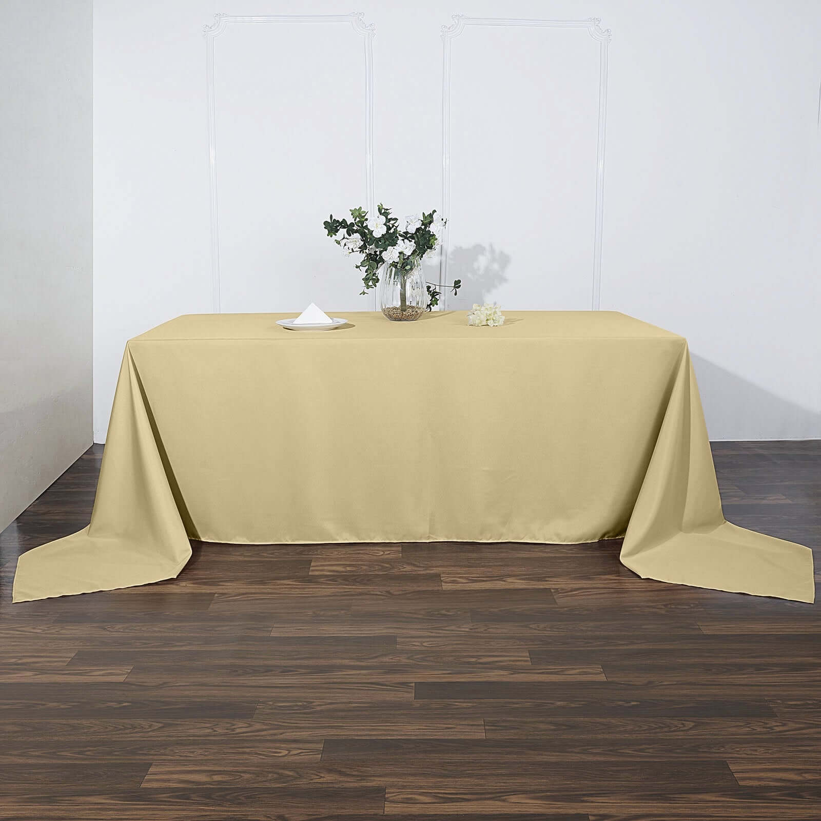 Premium Seamless Wrinkle-Resistant Polyester Rectangle Tablecloth in Champagne (90x156)