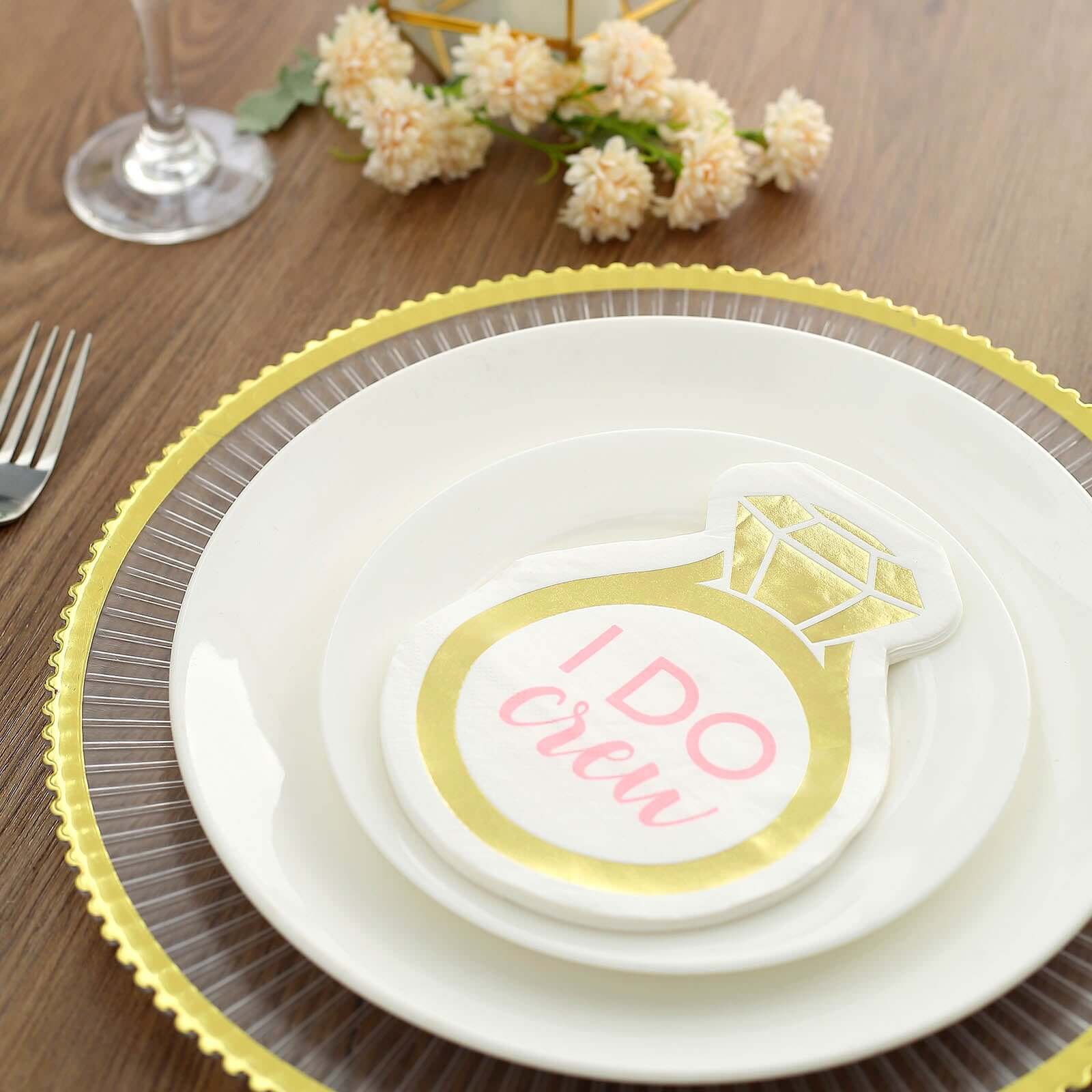 20-Pack Gold Ring Design Disposable Paper Cocktail Napkins - Ideal for Engagements & Parties