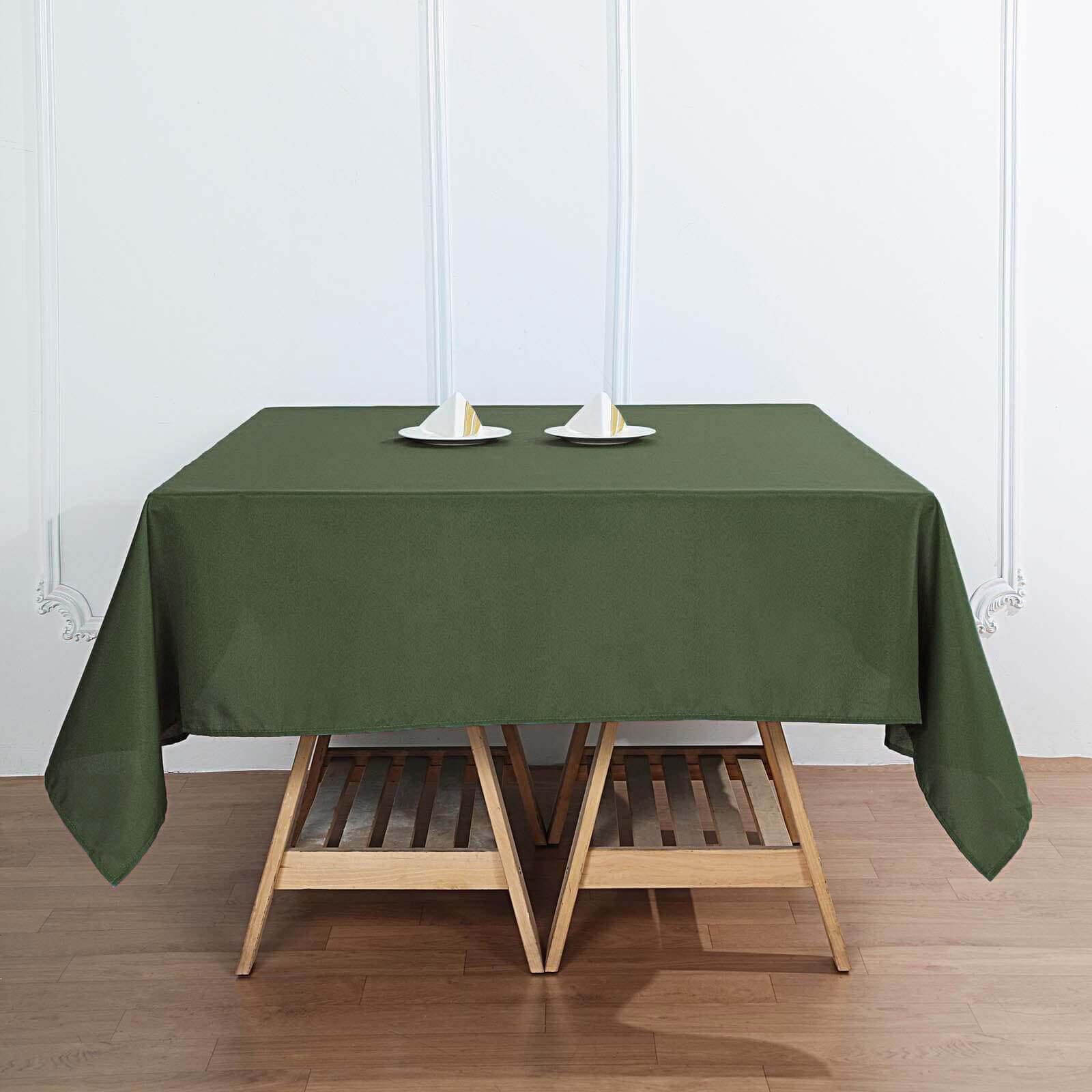 Olive Green 70x70 Wrinkle-Resistant & Durable Polyester Square Table Overlay