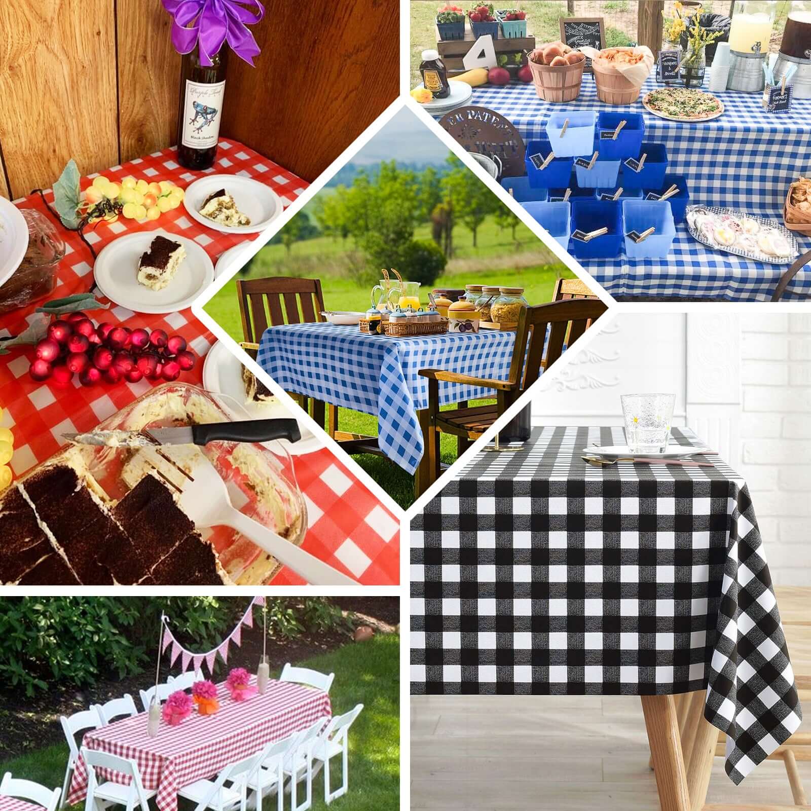 Lightweight PVC Disposable Checkered Plastic Table Cover - White/Yellow Rectangle, 54x108