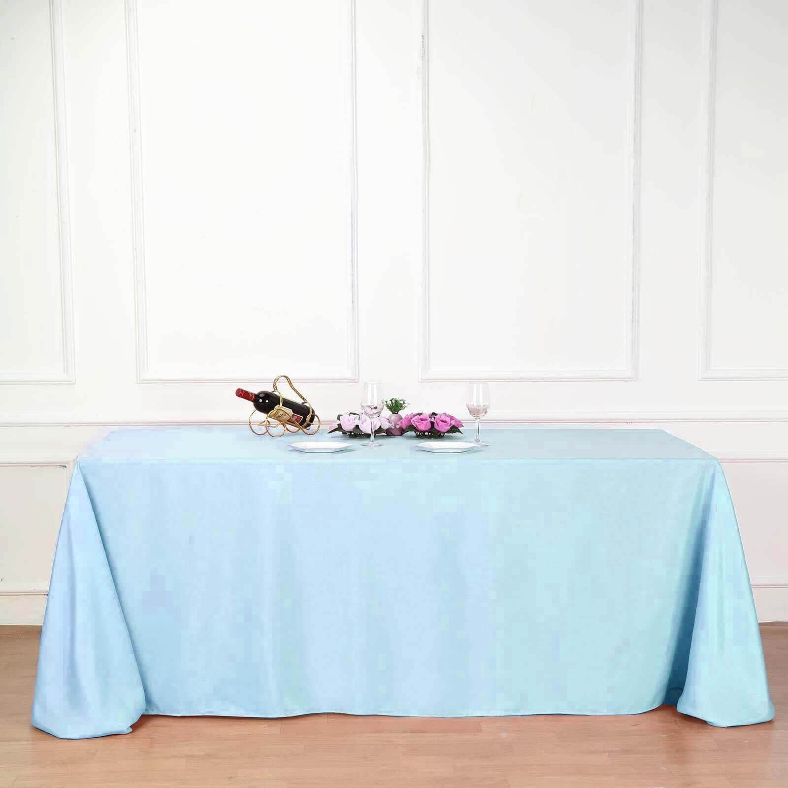 Hot! Light Blue Seamless Wrinkle-Resistant 90x132 Polyester Rectangle Tablecloth
