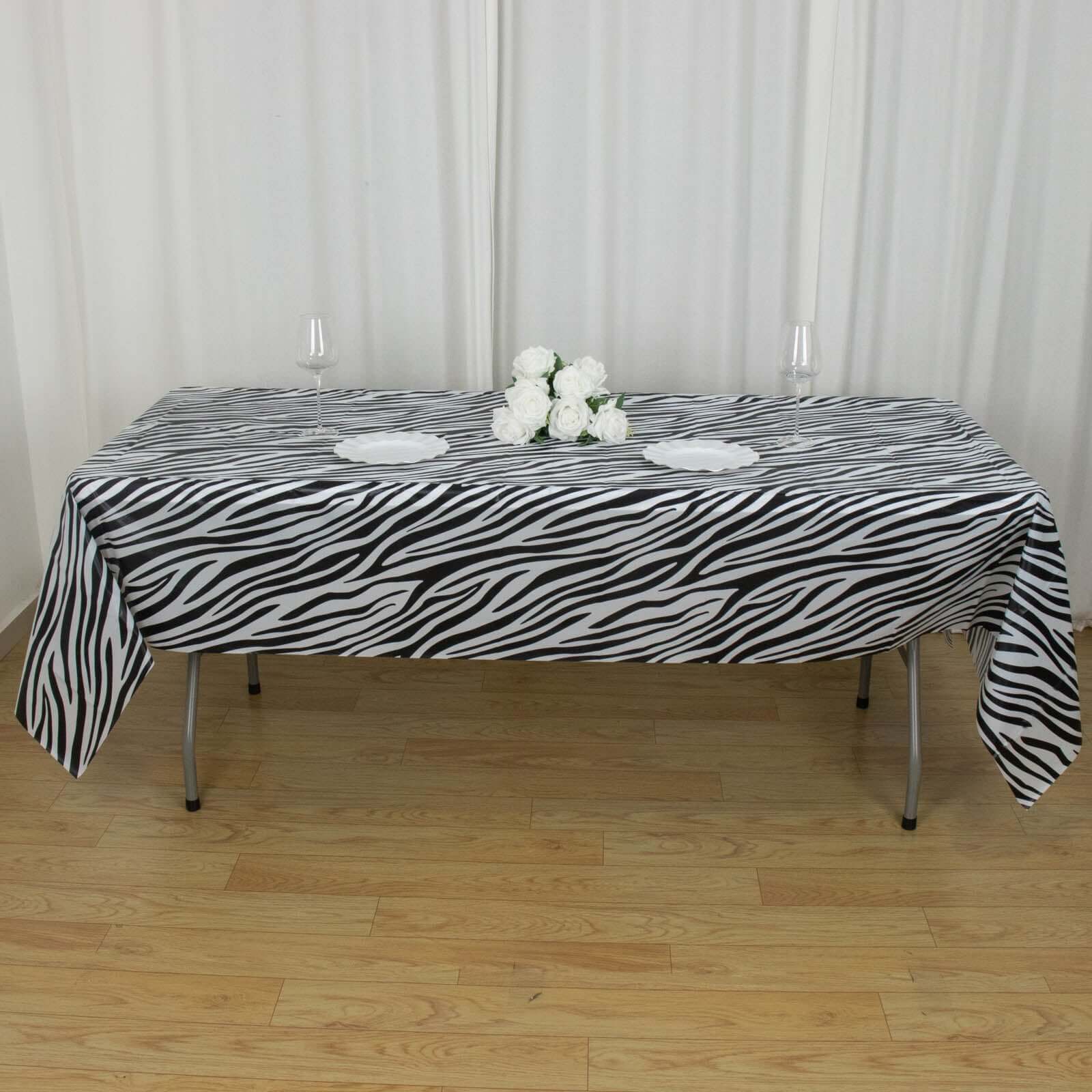 5-Pack Disposable PVC Animal Theme Rectangle Table Covers - Perfect for Safari Parties