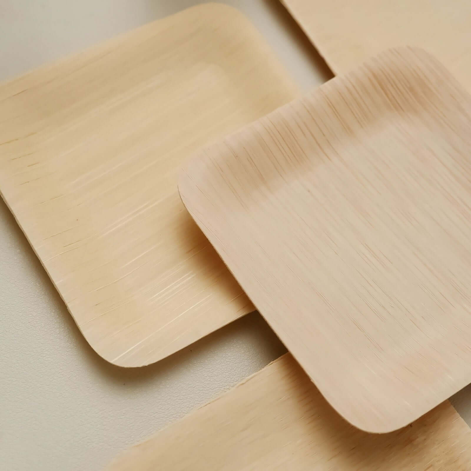 25-Piece Set of 3.5-Inch Natural Bamboo Square Disposable Dessert Plates for Farmhouse Events