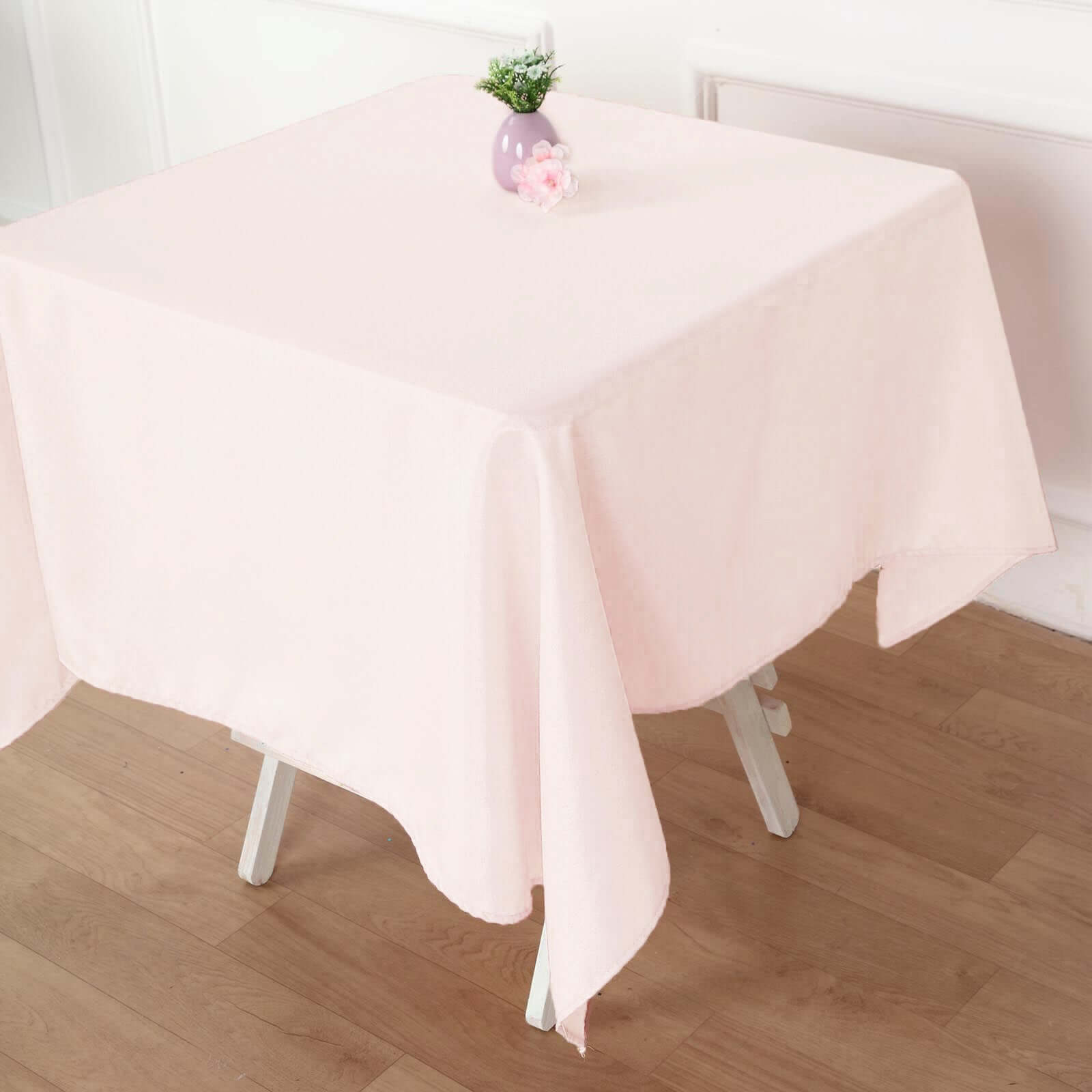 Blush 54x54 Polyester Square Table Overlay - Wrinkle-Resistant & Durable