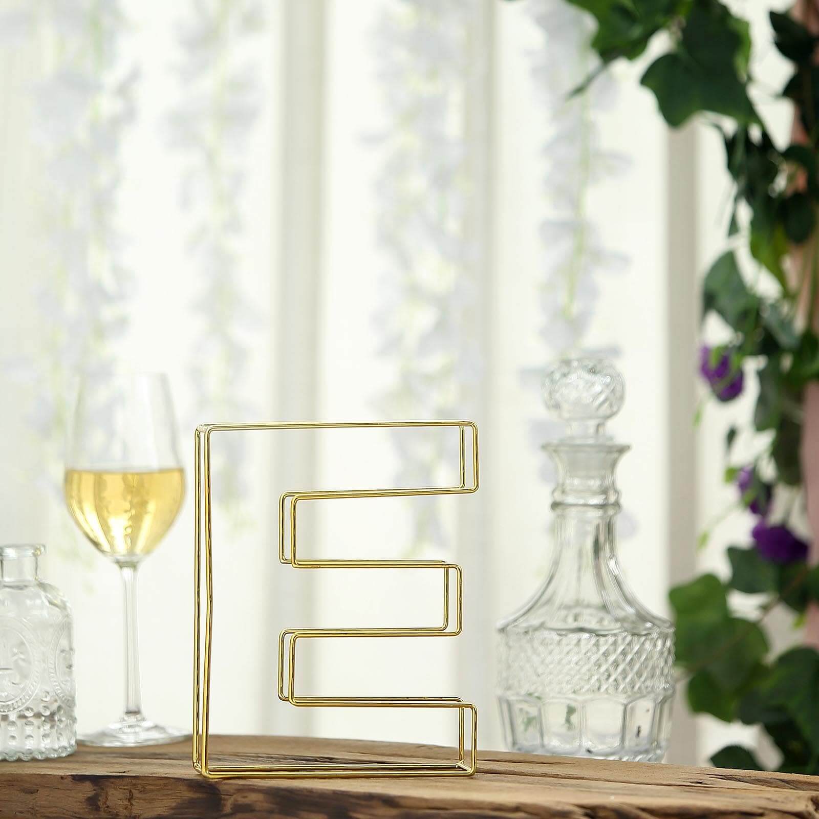 Hot Sale! 8-Foot Gold Freestanding 3D Decorative Metal Wire Letter 'E' for Wedding Centerpieces