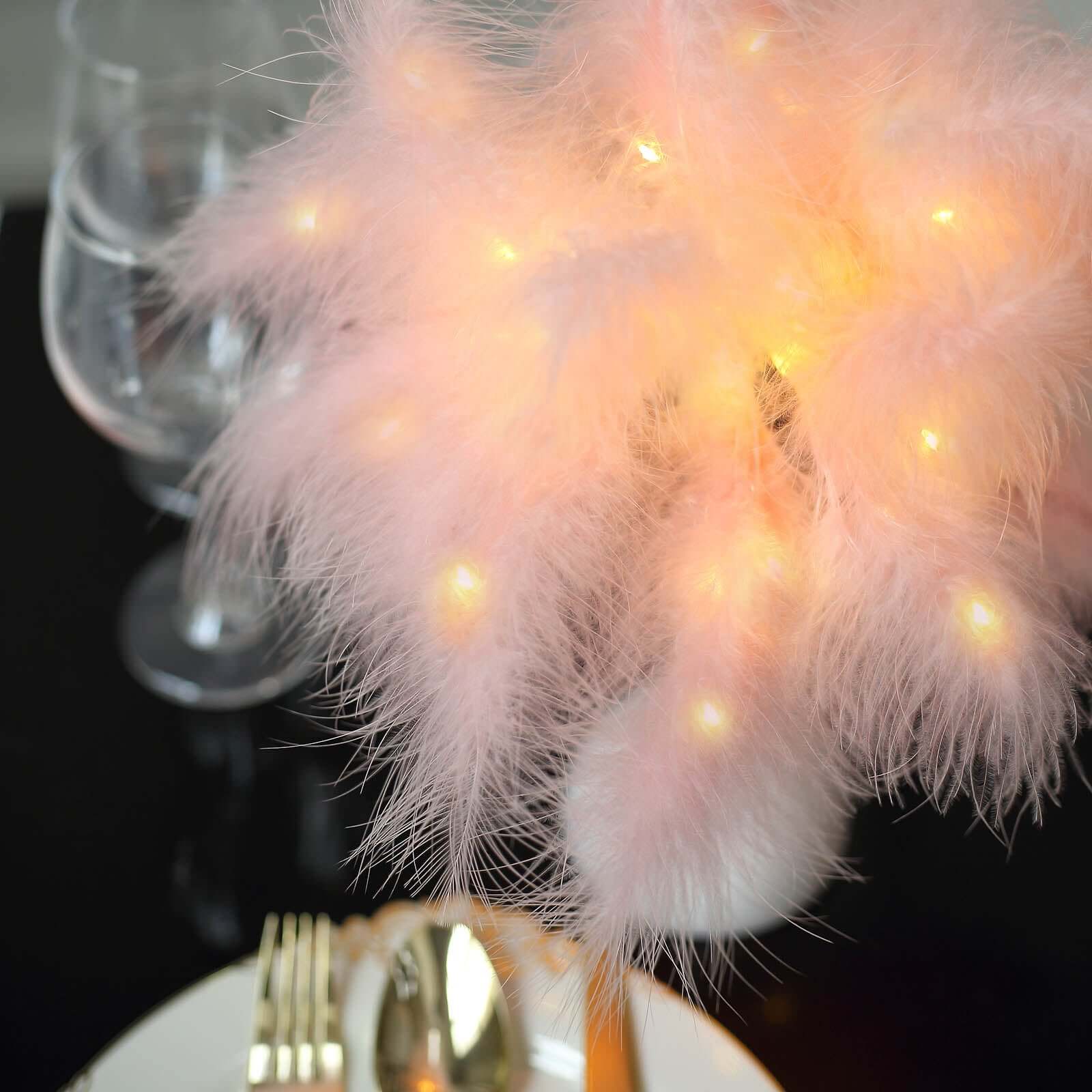 Hot Deal! Blush LED Cordless Table Lamp with Feather Design, 15" for Wedding Centerpiece