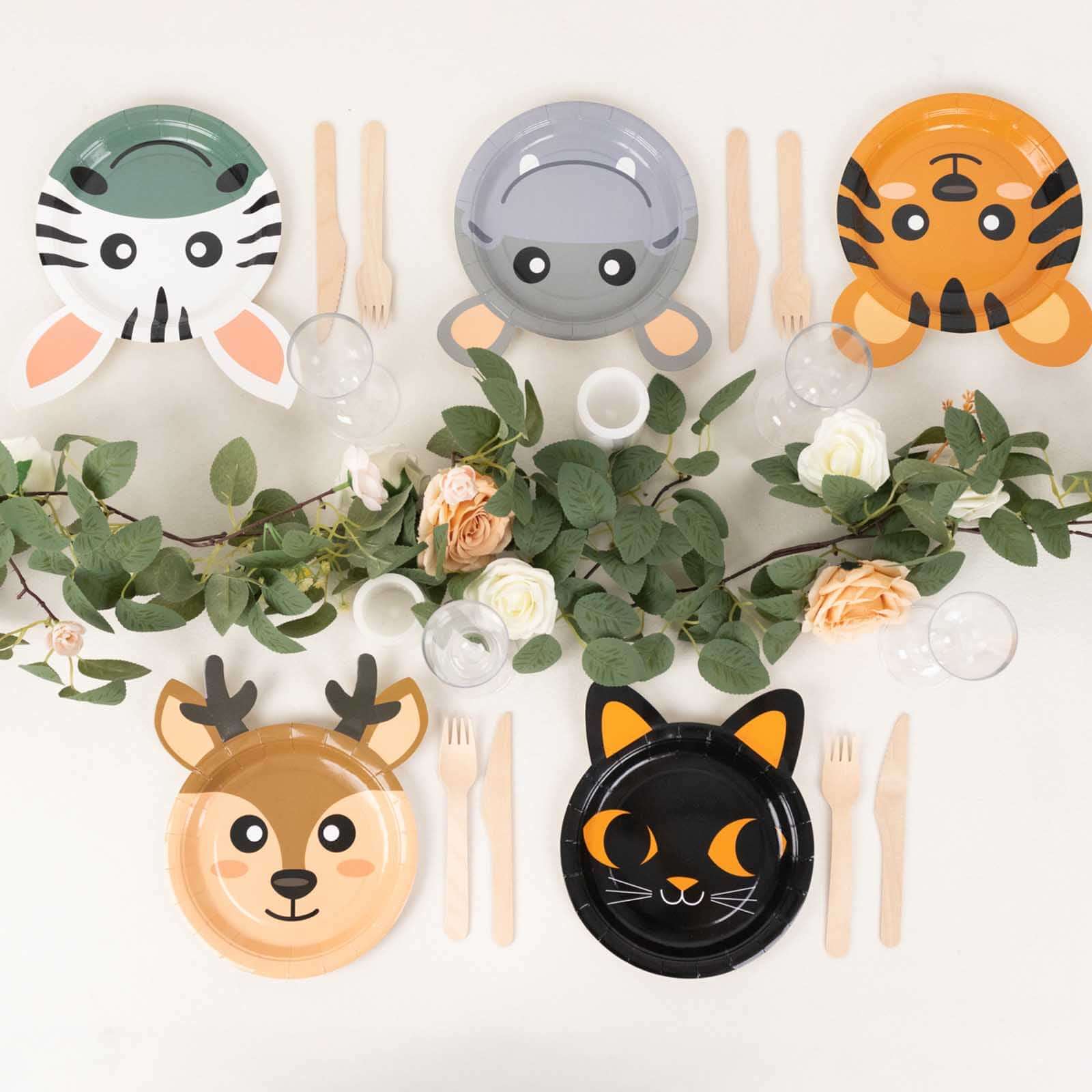 Great Deal! Set of 25 Disposable Paper Round Plates with Assorted Jungle Animal Prints for Themed Parties