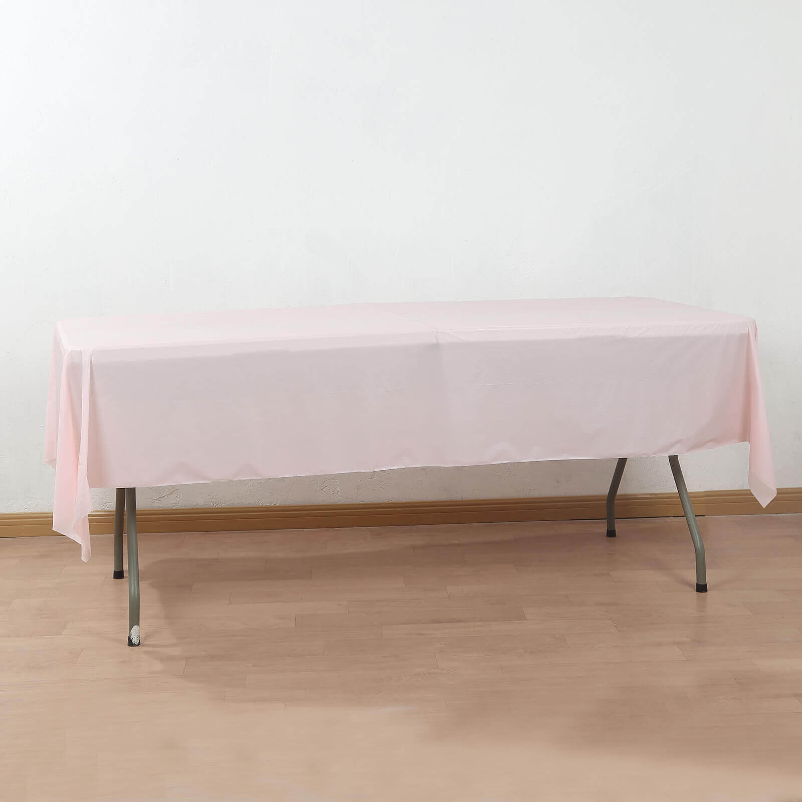 Customizable Blush Plastic Table Cover Roll with Slide Cutter - 54x300ft, High-Quality Disposable