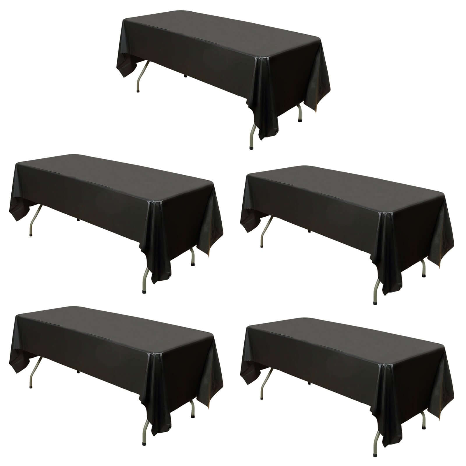 Hot Deal! 5-Pack Black PVC Disposable Rectangle Table Covers 54x108