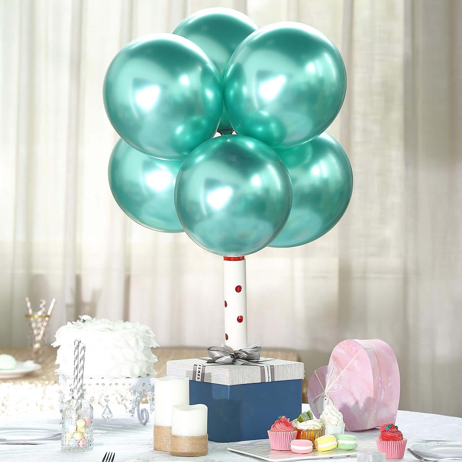 Hot Deal! 25-Pack 12-Inch Metallic Chrome Green Latex Party Balloons (Helium or Air Fillable)