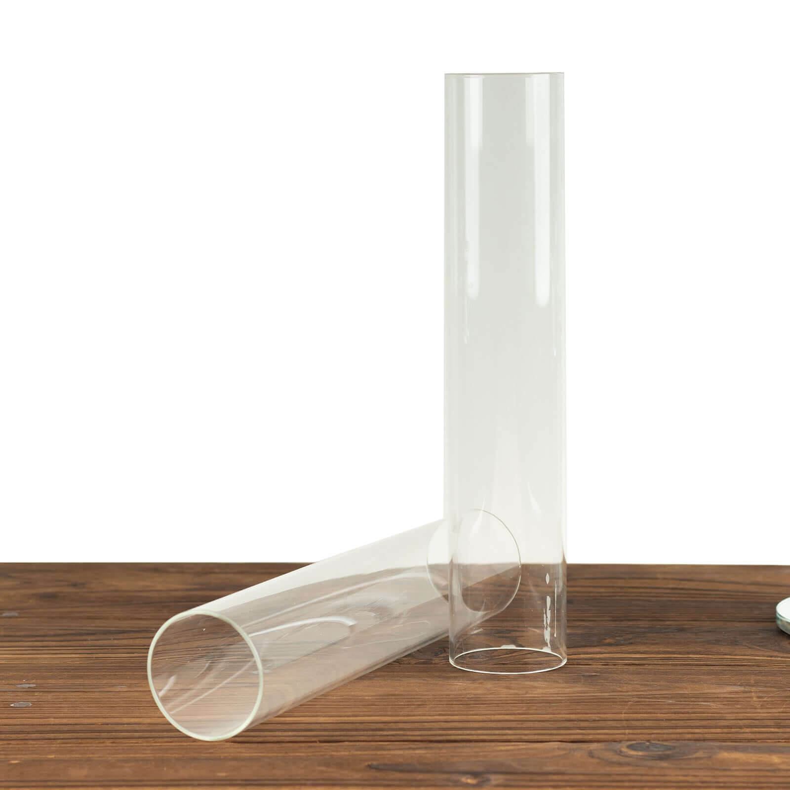 Hot Deal! 2-Pack Clear Glass Pillar Hurricane Candle Shades, 12" Tall with 2.25" Open Ends