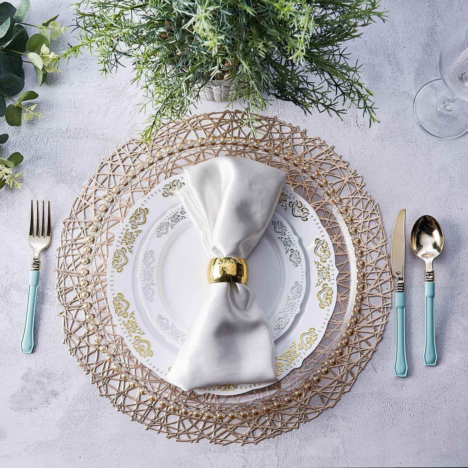 Hot Deal! 6-Pack Champagne Vinyl Round Dining Placemats - Durable & Non-Slip