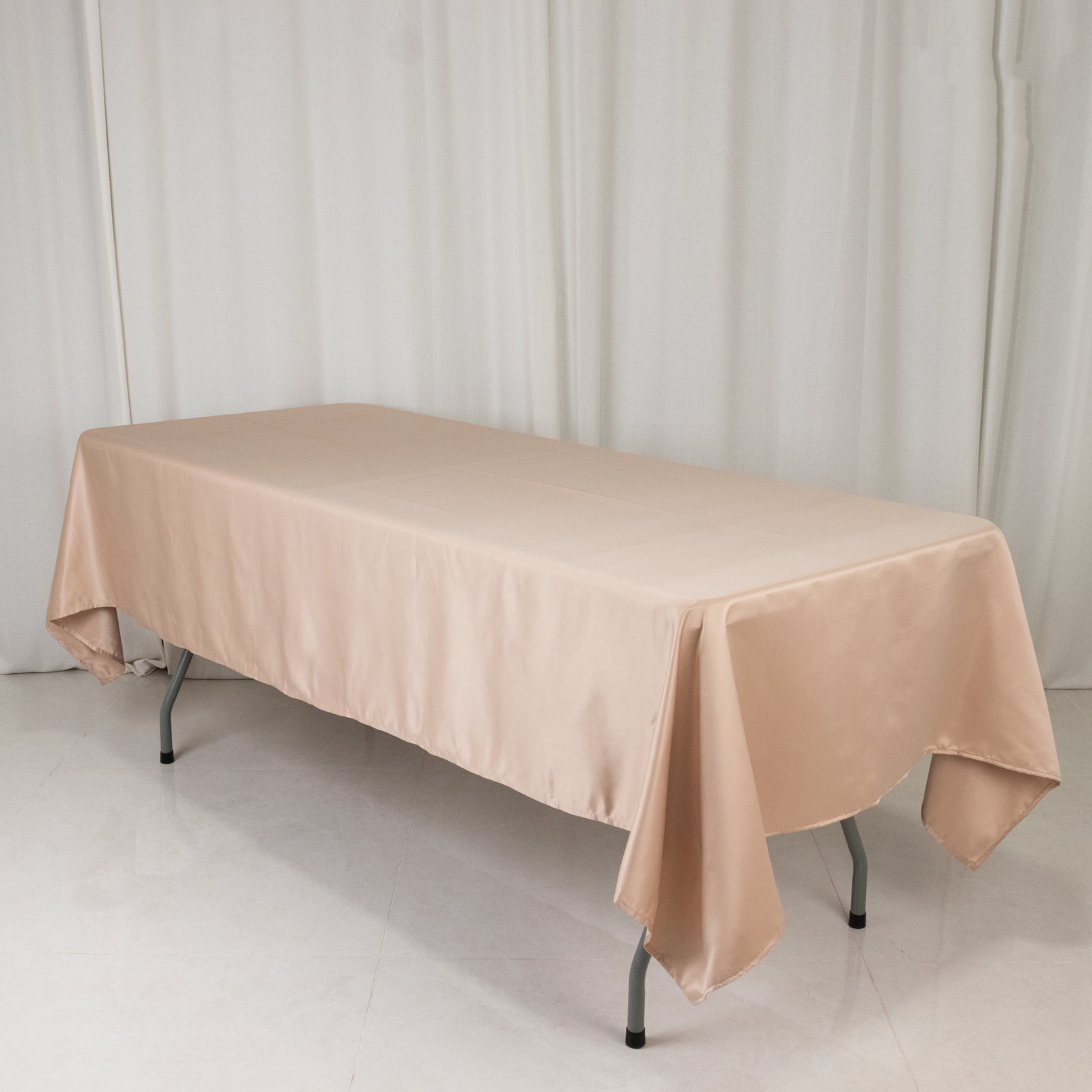 Nude Lamour Satin Rectangle Tablecloth (60x102) - Durable & Silky Soft