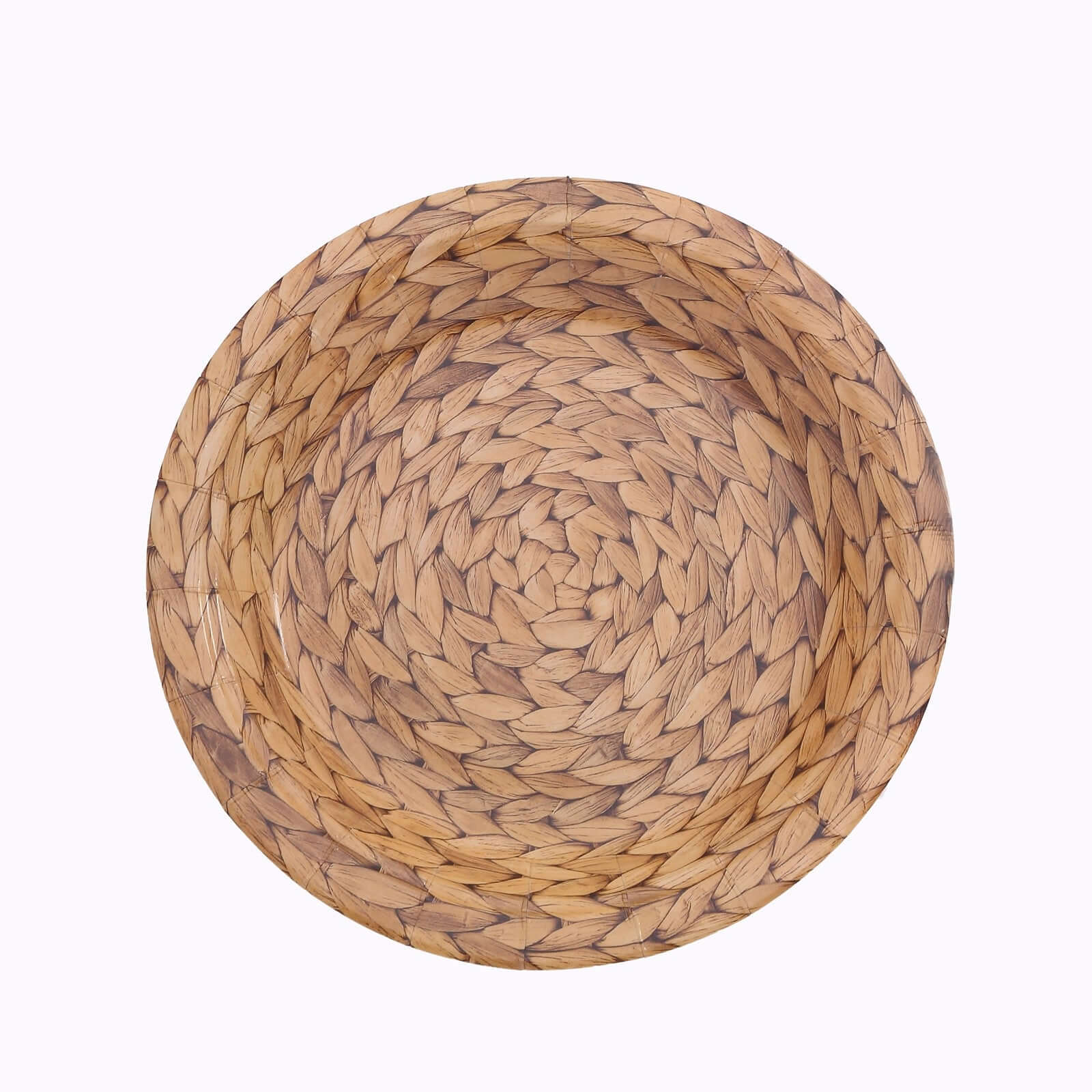 25-Pack 7" Natural Round Paper Dessert Plates with Woven Rattan Print - Premium Disposable Plates for All Occasions