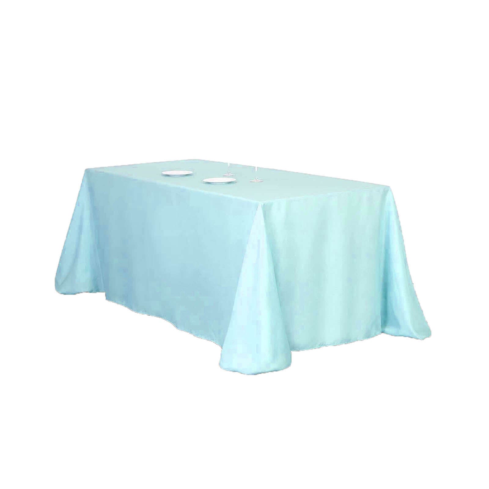 Hot! Light Blue Seamless Wrinkle-Resistant 90x132 Polyester Rectangle Tablecloth