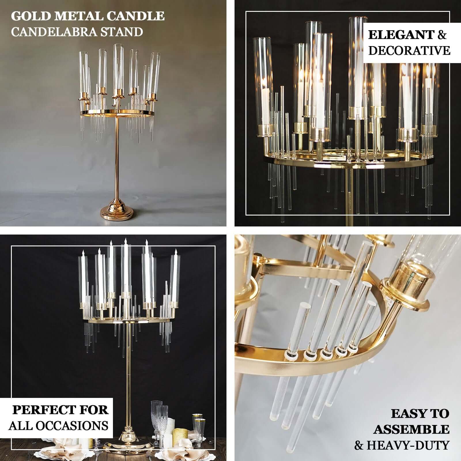 Gold 9-Arm Round Cluster Taper Candelabra Table Centerpiece with Drip Accents and Glass Shades