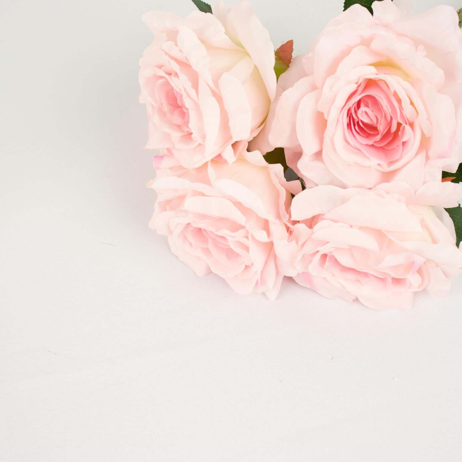 17-Inch Blush Premium Silk Jumbo Rose Flower Bouquet, High-Quality Artificial Wedding Florals