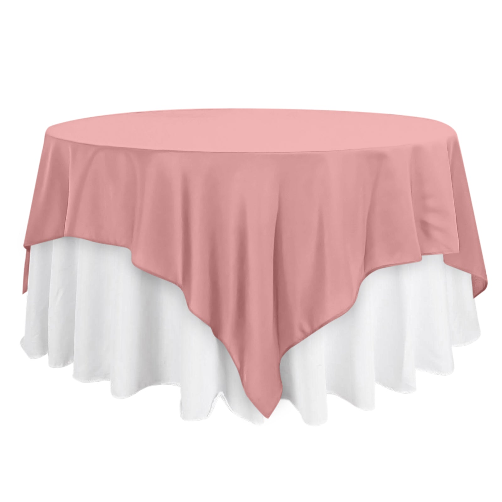 Dusty Rose 90x90 Polyester Square Table Overlay - Wrinkle-Free & Durable