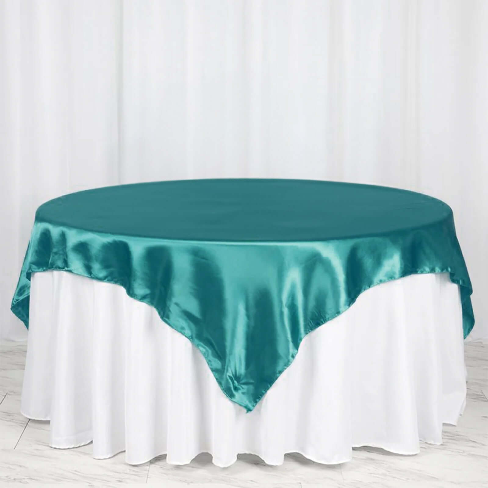 Turquoise 72x72 Satin Square Table Overlay with Smooth Finish