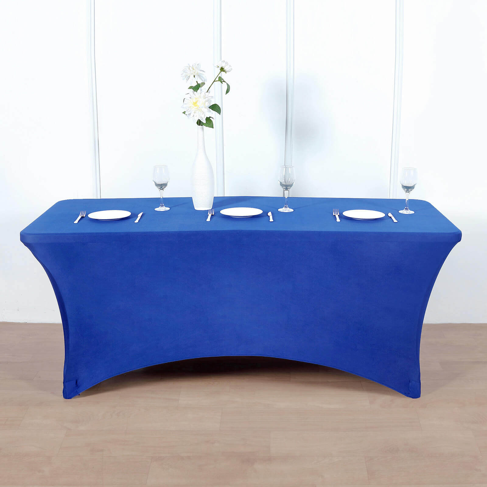 Royal Blue Durable Stretch Spandex Table Cover for 8-Foot Rectangles - Perfect for Events!