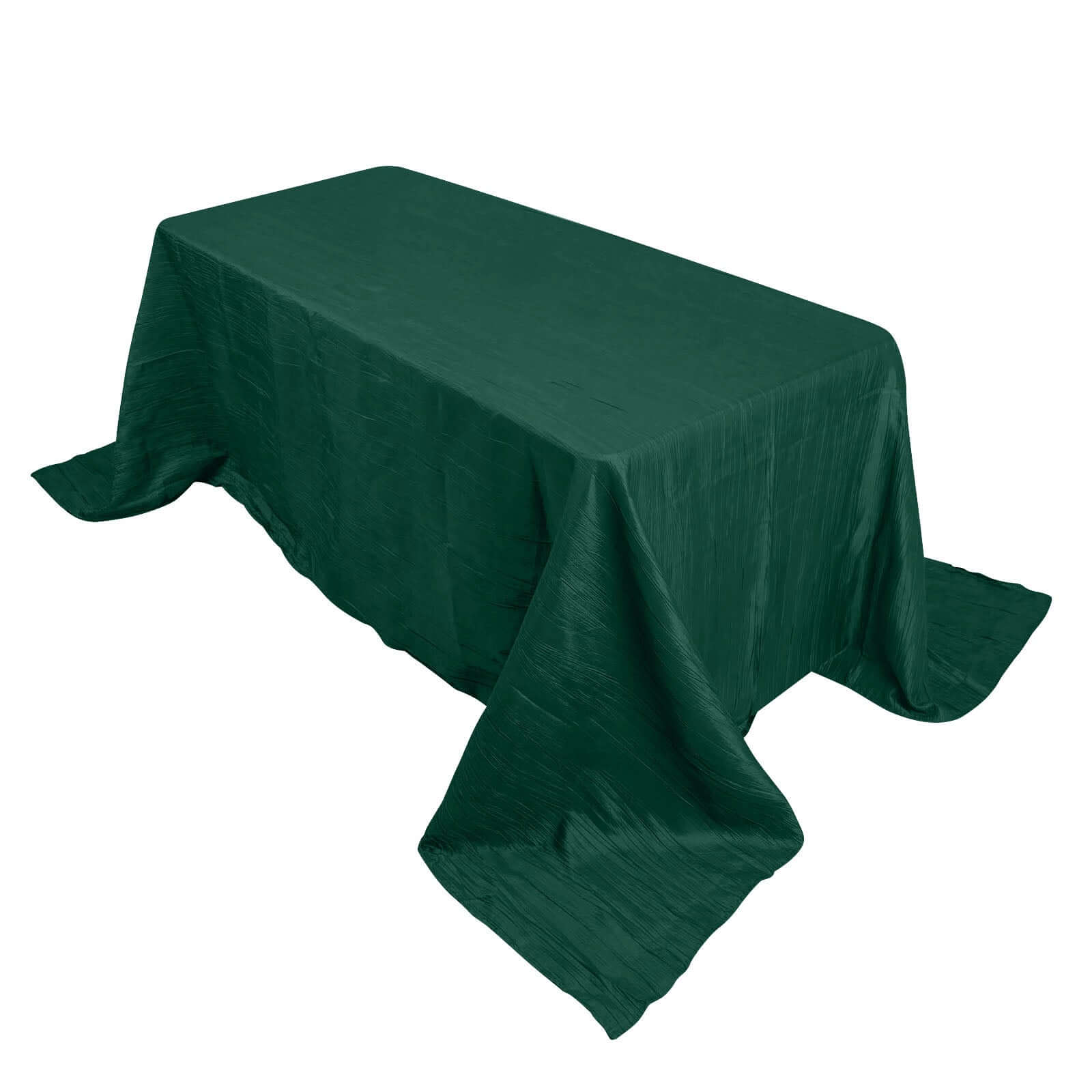 Exclusive Hunter Emerald Green Crinkle Taffeta 90x132 Rectangle Seamless Tablecloth
