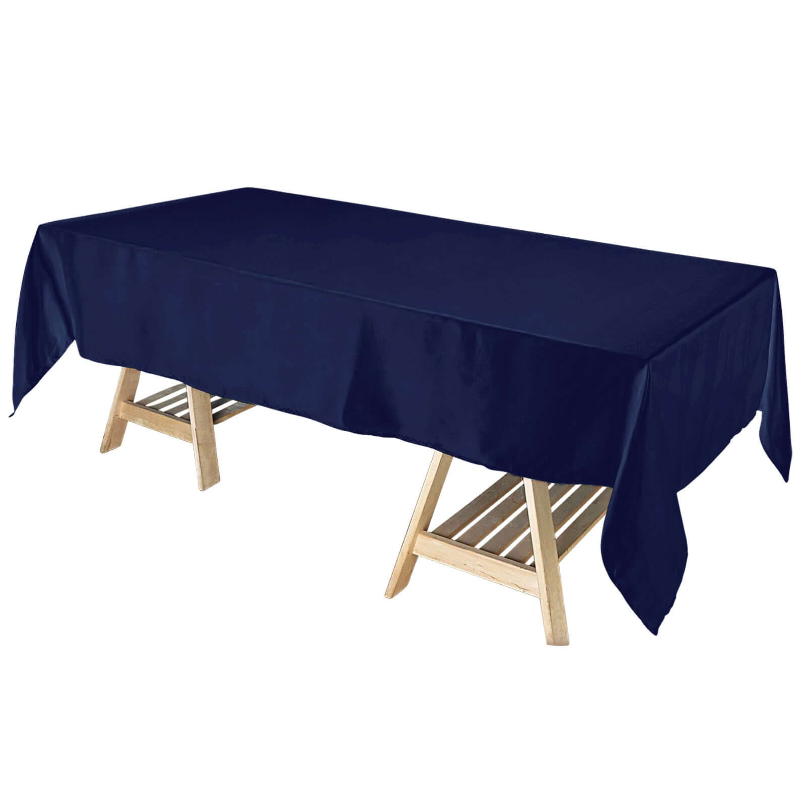 Navy Blue Satin 60x102 Rectangular Tablecloth - Smooth & Lustrous Cover