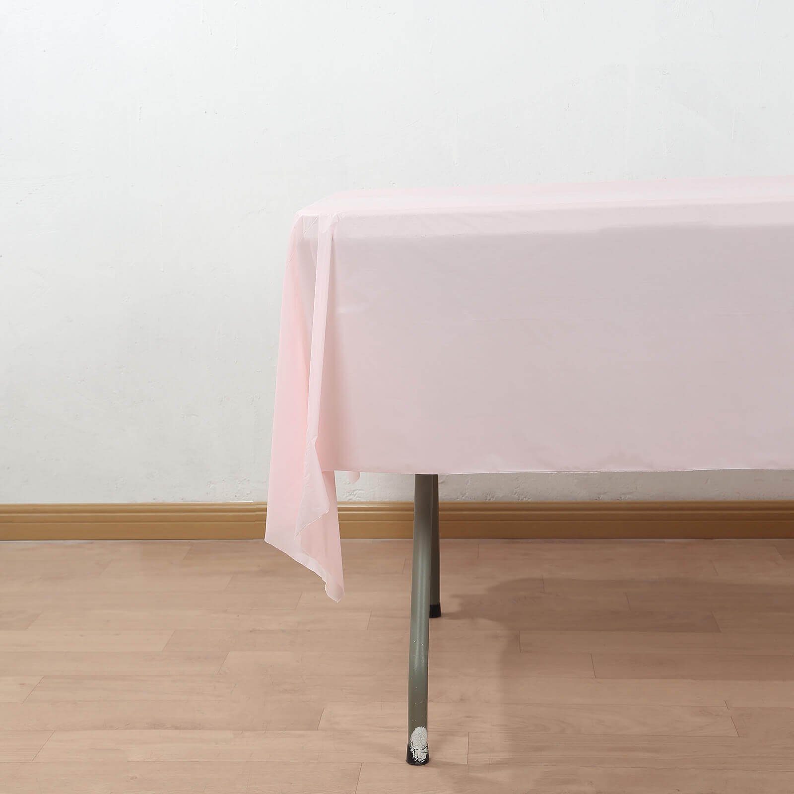 Customizable Blush Plastic Table Cover Roll with Slide Cutter - 54x300ft, High-Quality Disposable