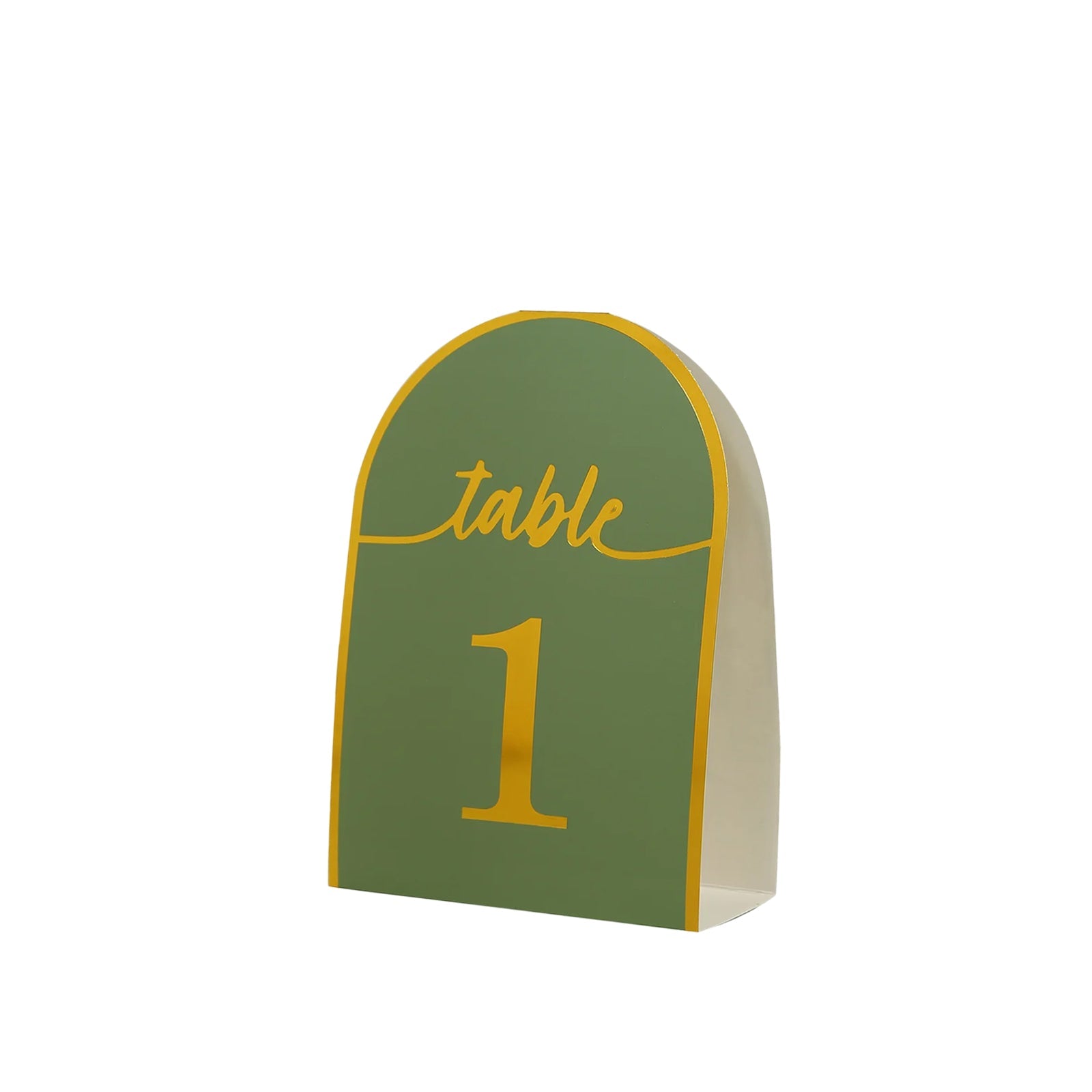 Hot Deal! 25-Pack Sage Green Disposable Double-Sided Table Numbers with Gold Foil 1-25