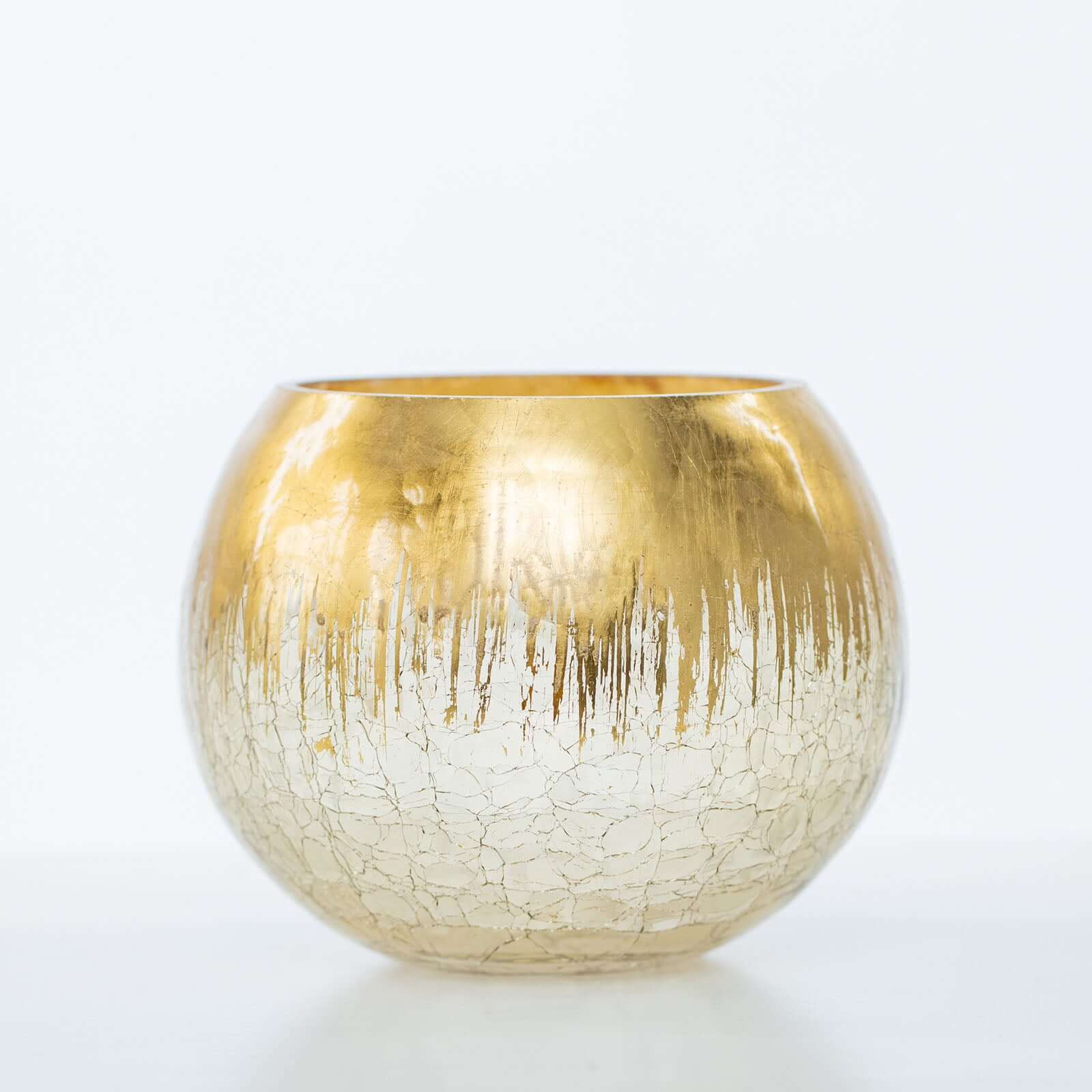 Stylish Gold Foiled Crackle Glass Flower Vase - Ideal Centerpiece for Events, 4.5
