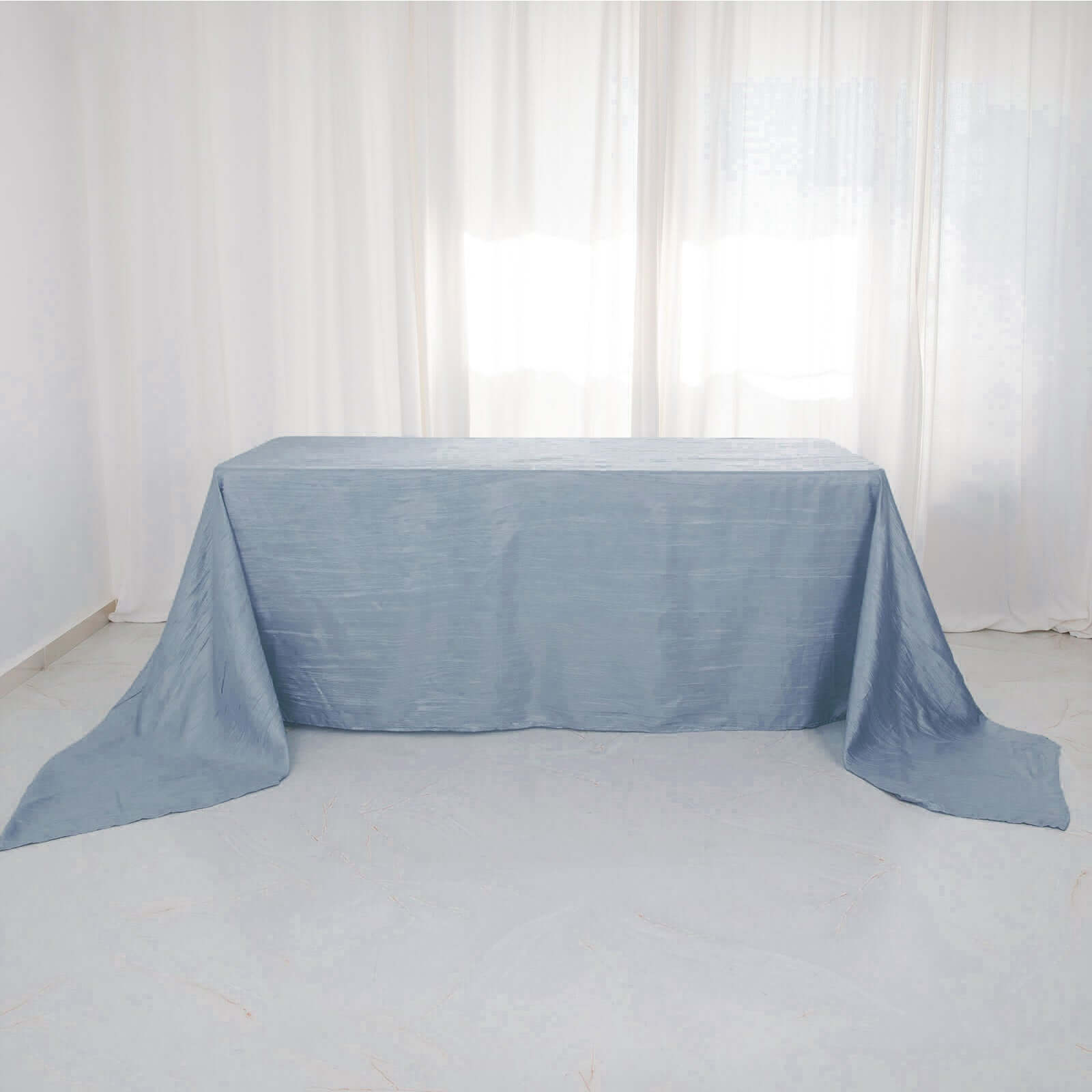 Exclusive Dusty Blue Crinkle Taffeta Rectangle Tablecloth 90x156 - Ideal for Events