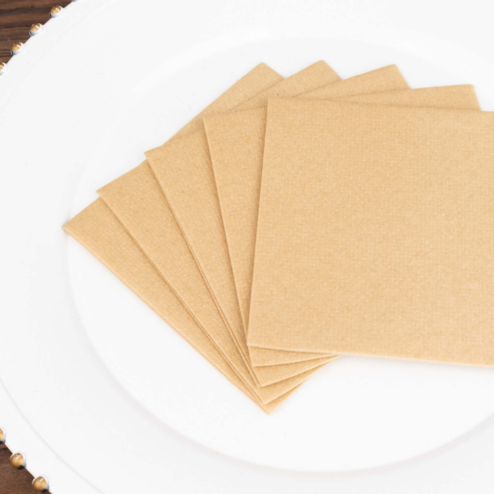 20-Piece Set of 5x5 Natural Linen-Look Highly Absorbent Airlaid Napkins