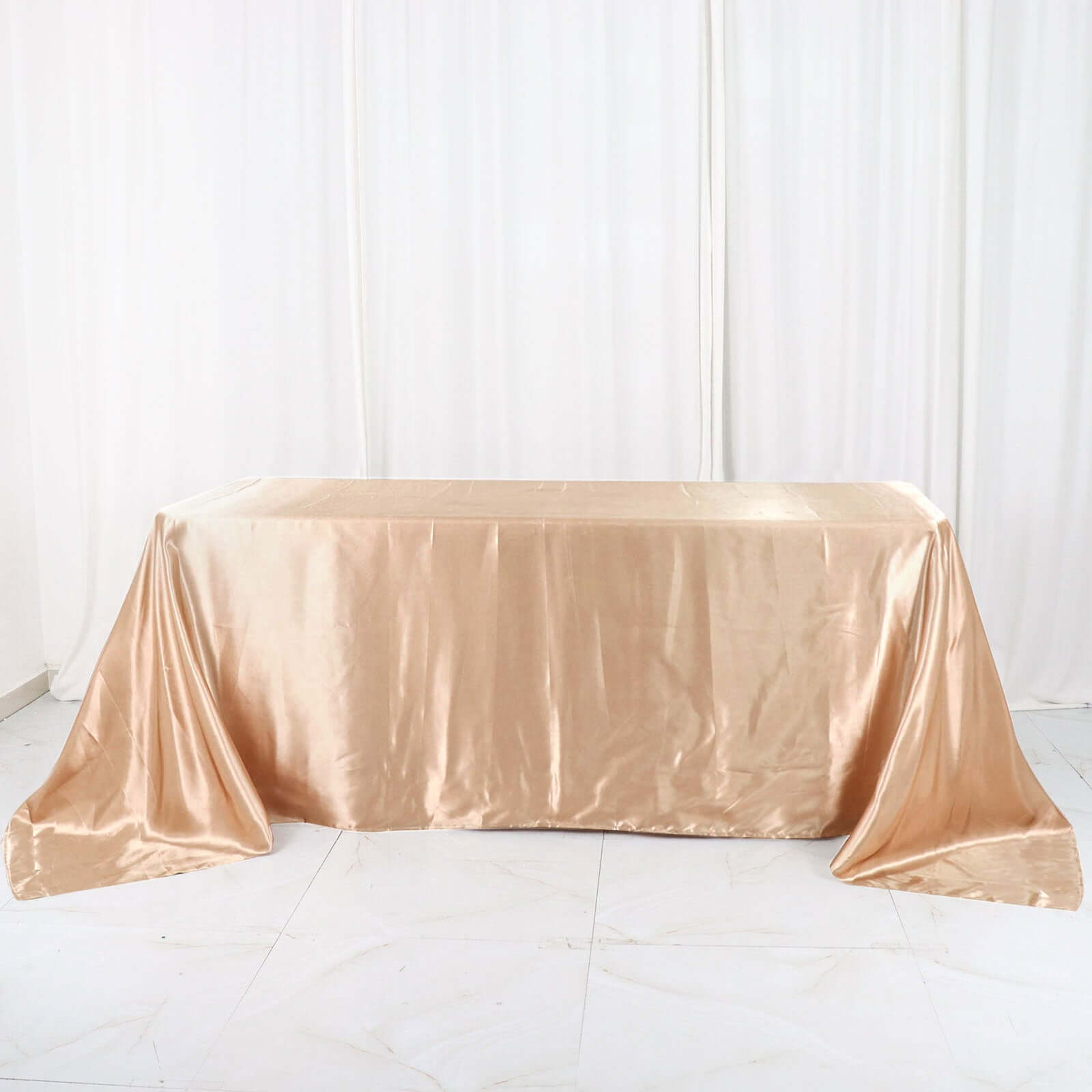 Hot Sale! Nude Seamless Satin Rectangular Tablecloth, 90x132 Size for Various Occasions