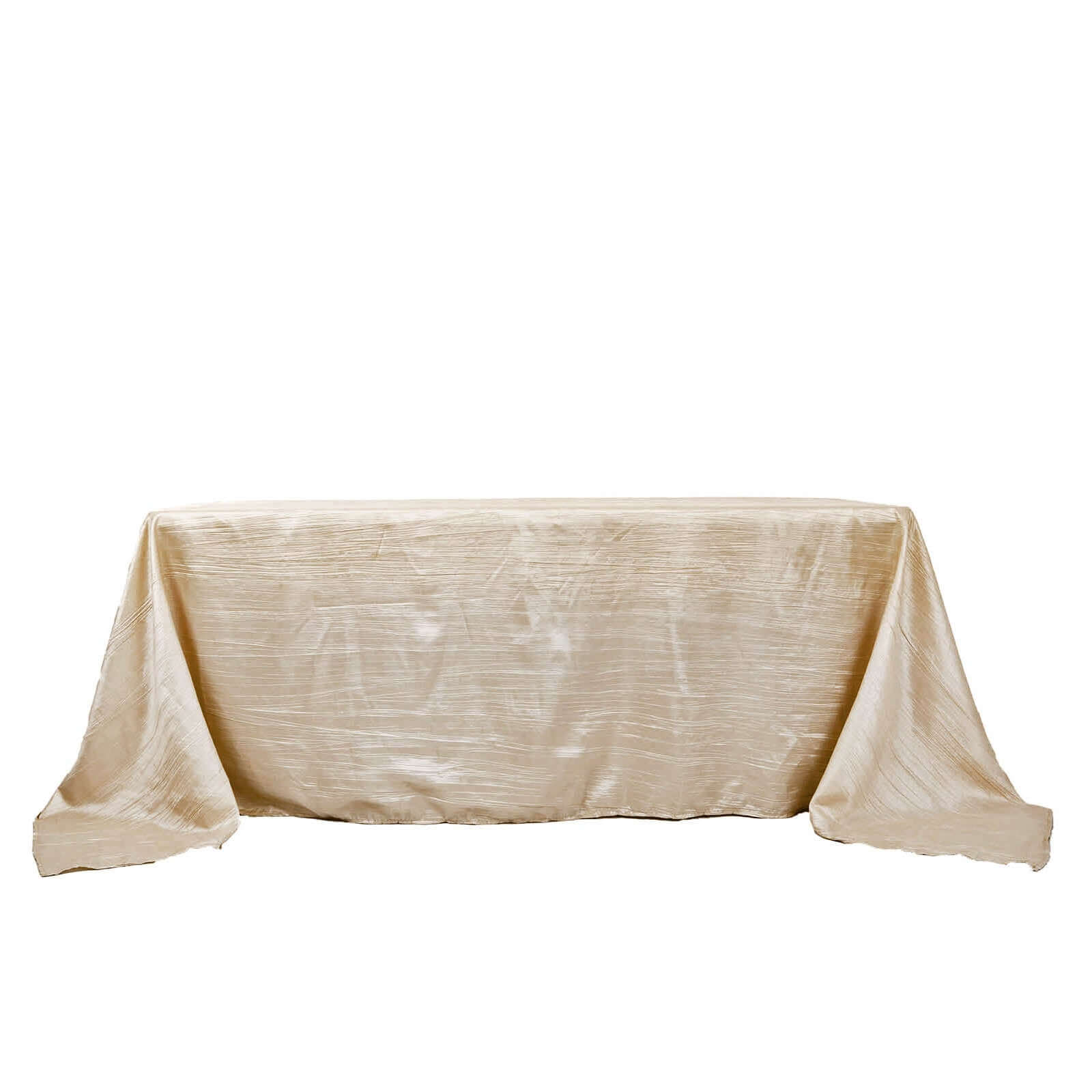 Hot Deal! Beige Seamless Accordion Crinkle Taffeta Rectangle Tablecloth 90x132