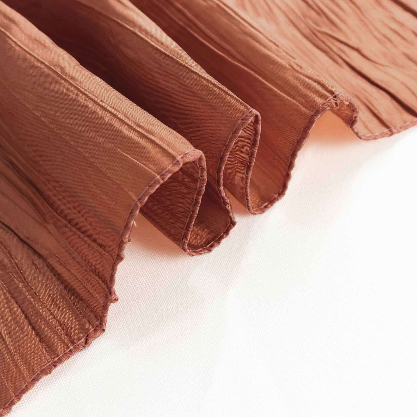Hot! 90x90 Square Terracotta (Rust) Accordion Crinkle Taffeta Table Overlay