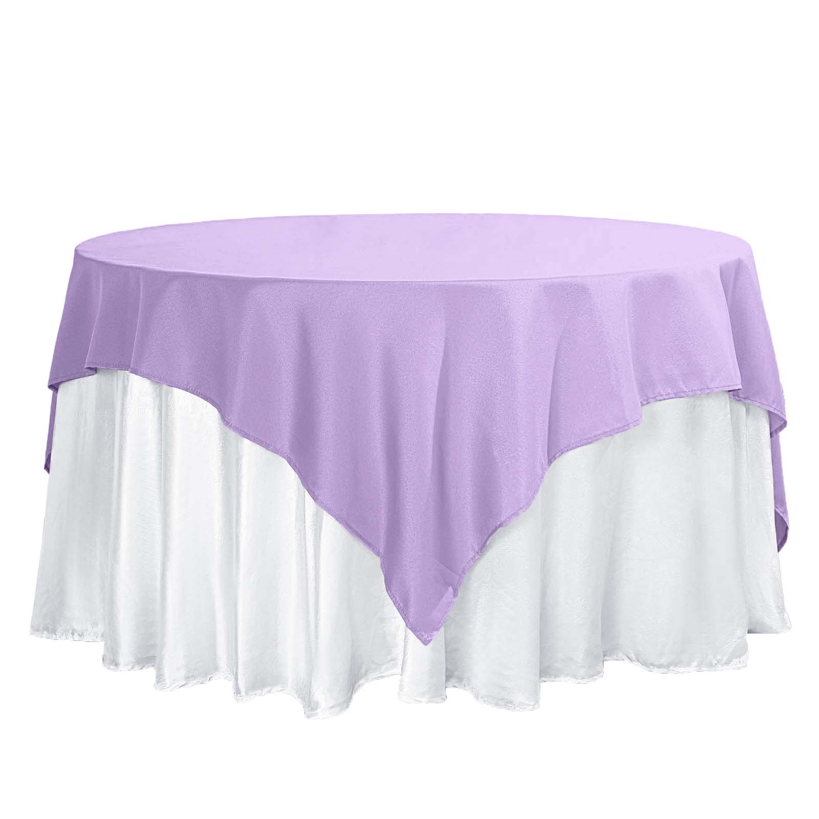 Wrinkle-Resistant & Durable 70x70 Polyester Square Table Overlay in Lavender Lilac - Perfect for Events!