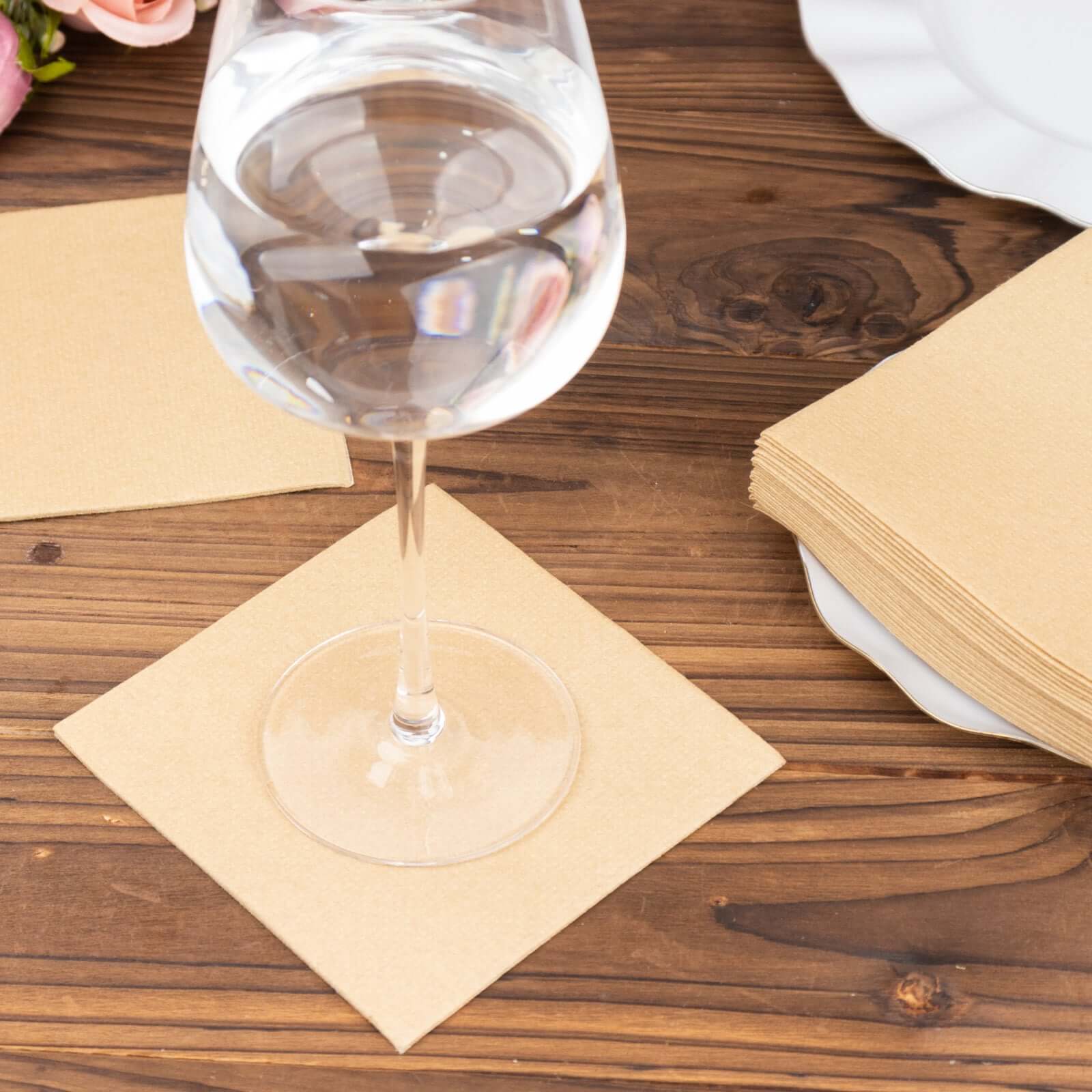 20-Piece Set of 5x5 Natural Linen-Look Highly Absorbent Airlaid Napkins