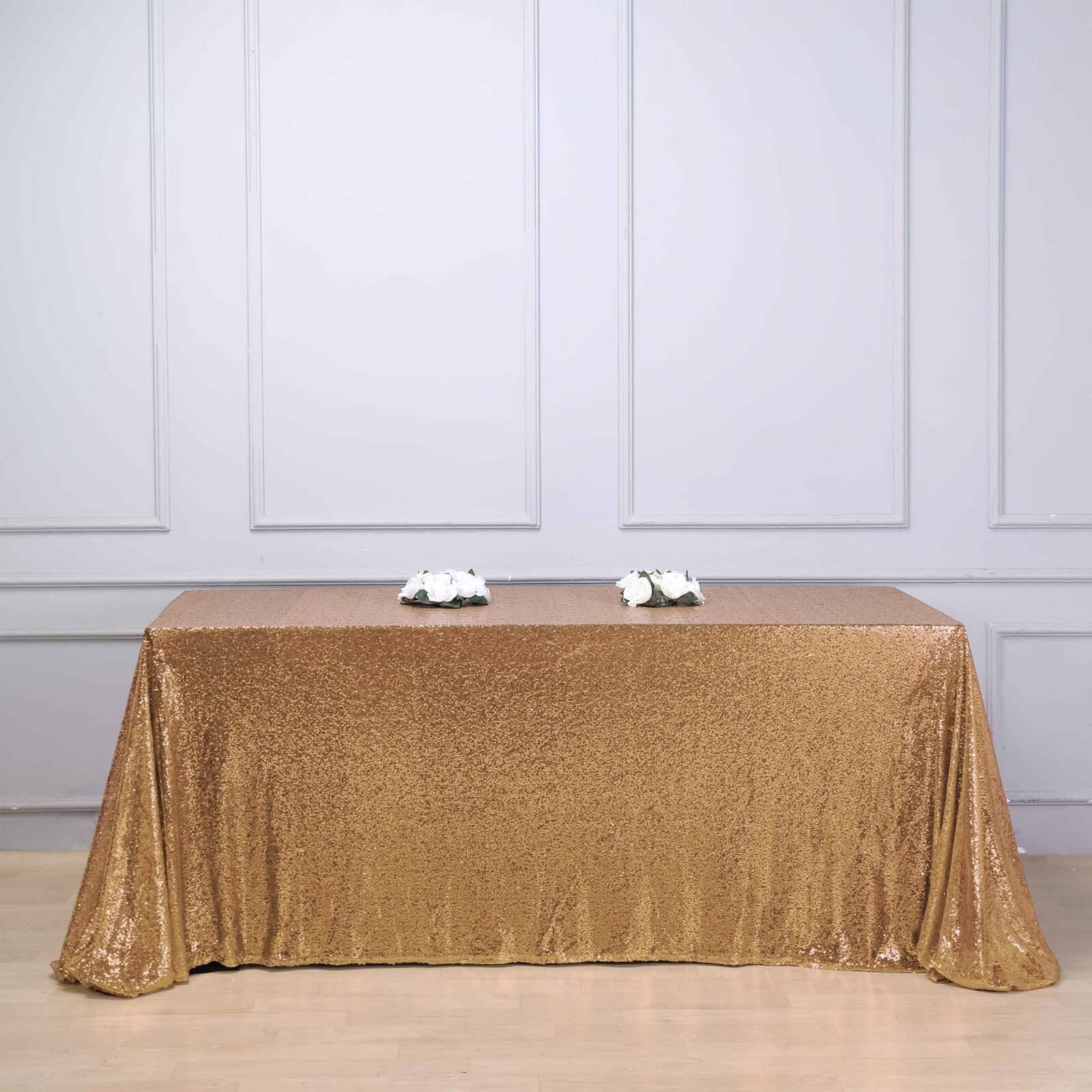 Hot! Gold Sequin Rectangle Tablecloth 90x156 for Elegant Celebrations